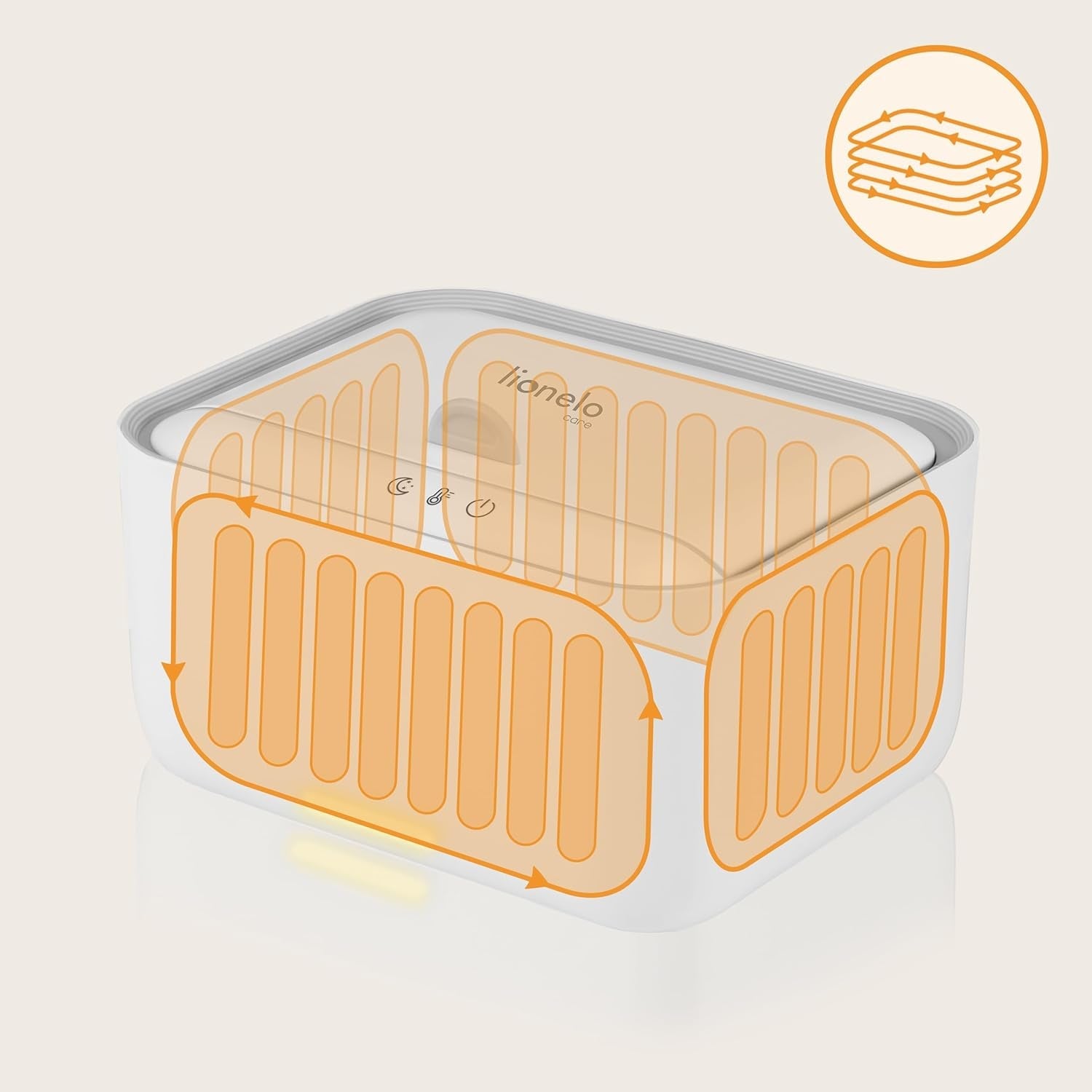 Lionelo BABYBLISS 20W Calentador para toallitas húmedas y toallas pequeñas, 20W para bebés, luz nocturna incorporada, 3 configuraciones de calor, panel táctil, mantiene las toallitas húmedas