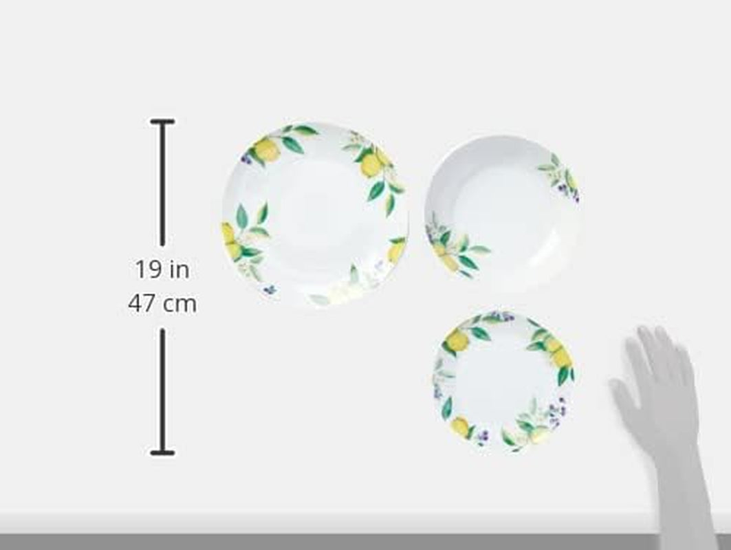 Excelsa Lemon vajilla 18 piezas, porcelana, blanco/limón