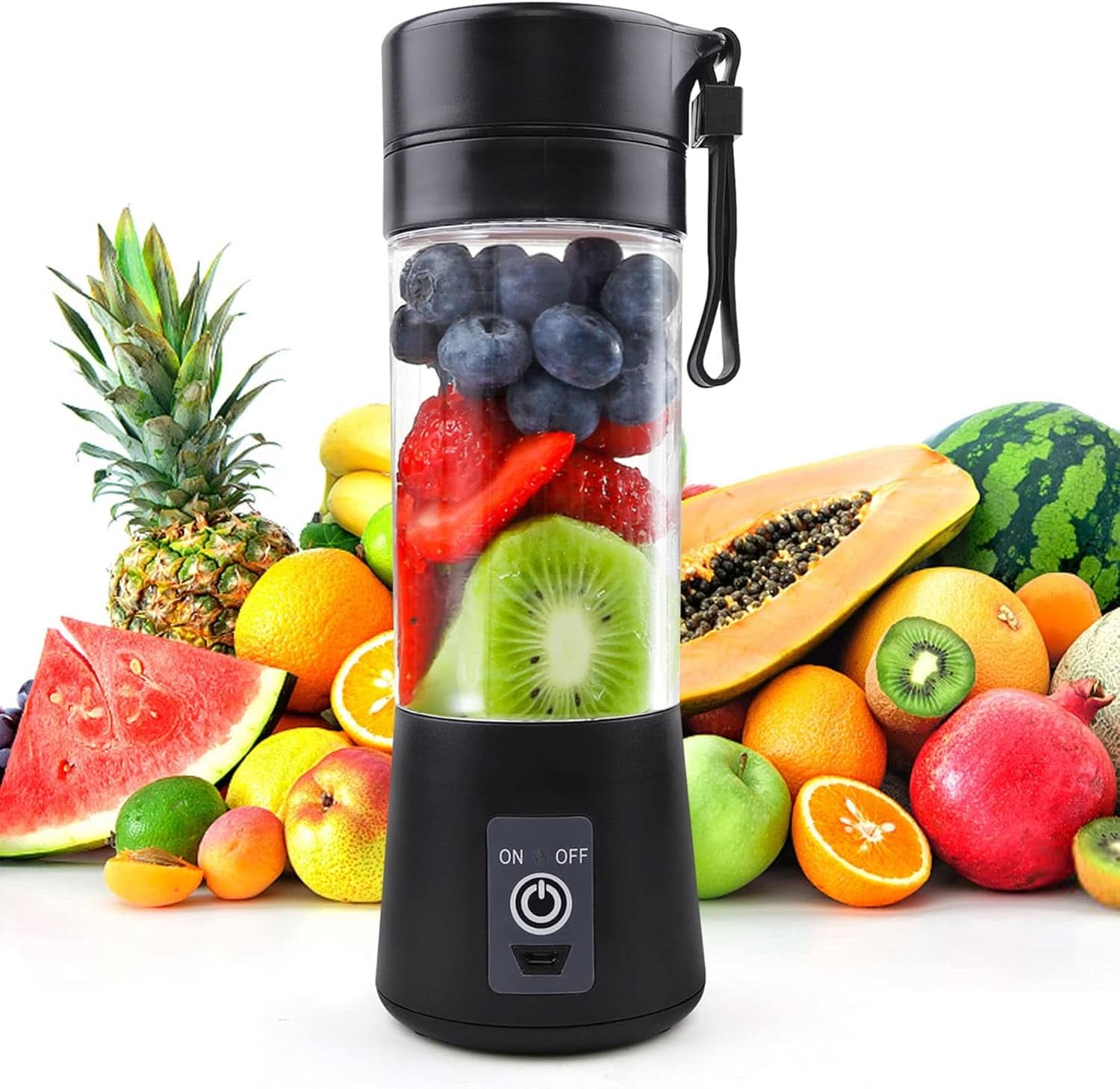 Batidora Smoothie Maker Tragbarer Entsafter: 380Ml Standmixer Persönlicher Shaker Proteinshake Mit 6 Edelstahlmesser Tragbar-Bpa-Freie Mit Usb-Mixbecher Für Shakes,Saftoutdoor,Schwarz Bucatarie Naty Shop