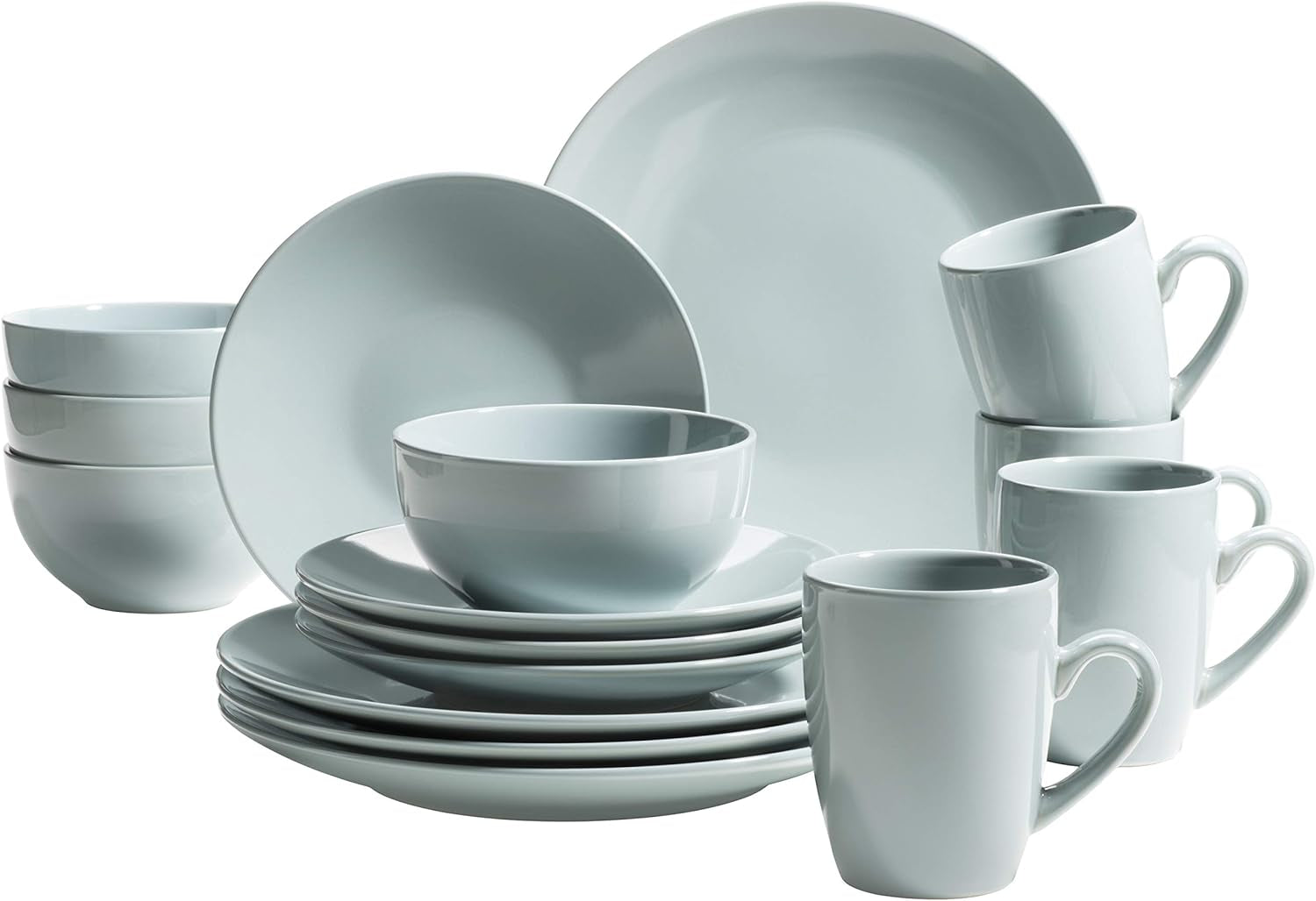 MÄSER Pastel Selection, Modernes Geschirr Set para 4 personas, 16-teiliges Kombiservice aus Keramik, Steinzeug, Türkis-Grün