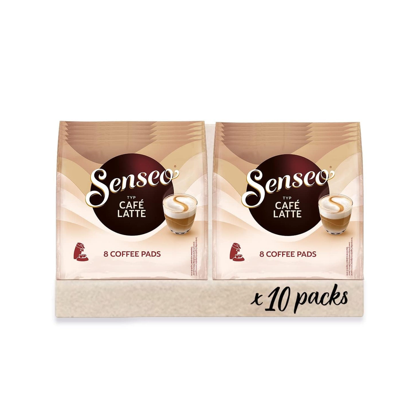 Senseo Pads Café Latte, 10 x 8 Getränke, 80 Kaffee Pos, incluido Senseo Pad Dose