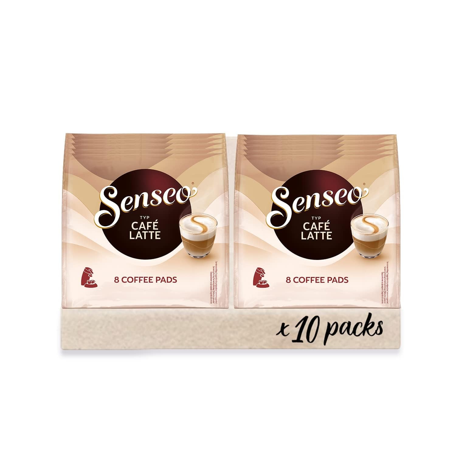 Senseo Pads Café Latte, 10 x 8 Getränke, 80 Kaffee Pos, incluido Senseo Pad Dose
