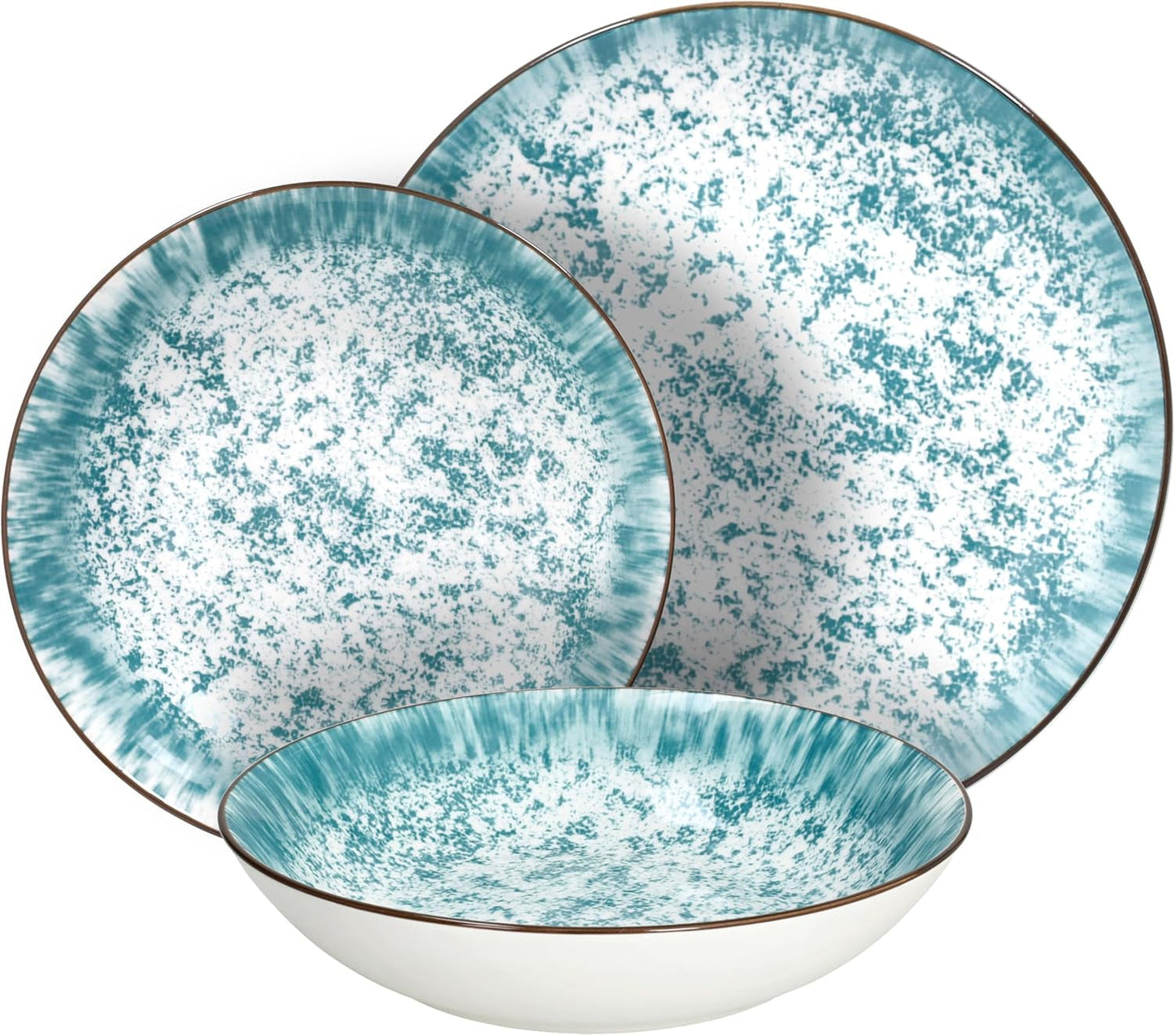 Kalos, vajilla para 6 personas, 18 piezas, porcelana, azul claro