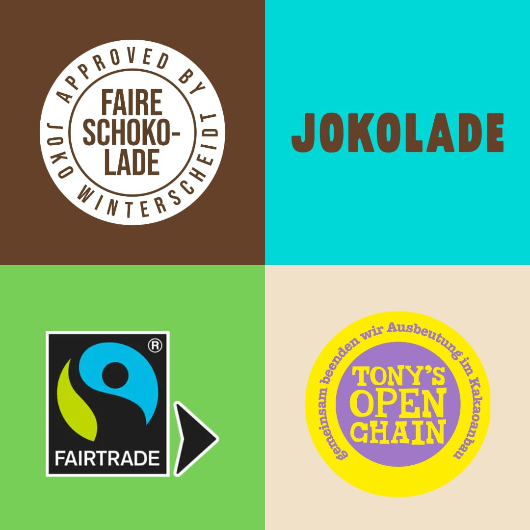 Paquete económico JOKOLADE PRALLINE 12 x 80 g | Relleno generoso de crema de turrón de avellanas y chips | Chocolate justo de Joko Winterscheidt