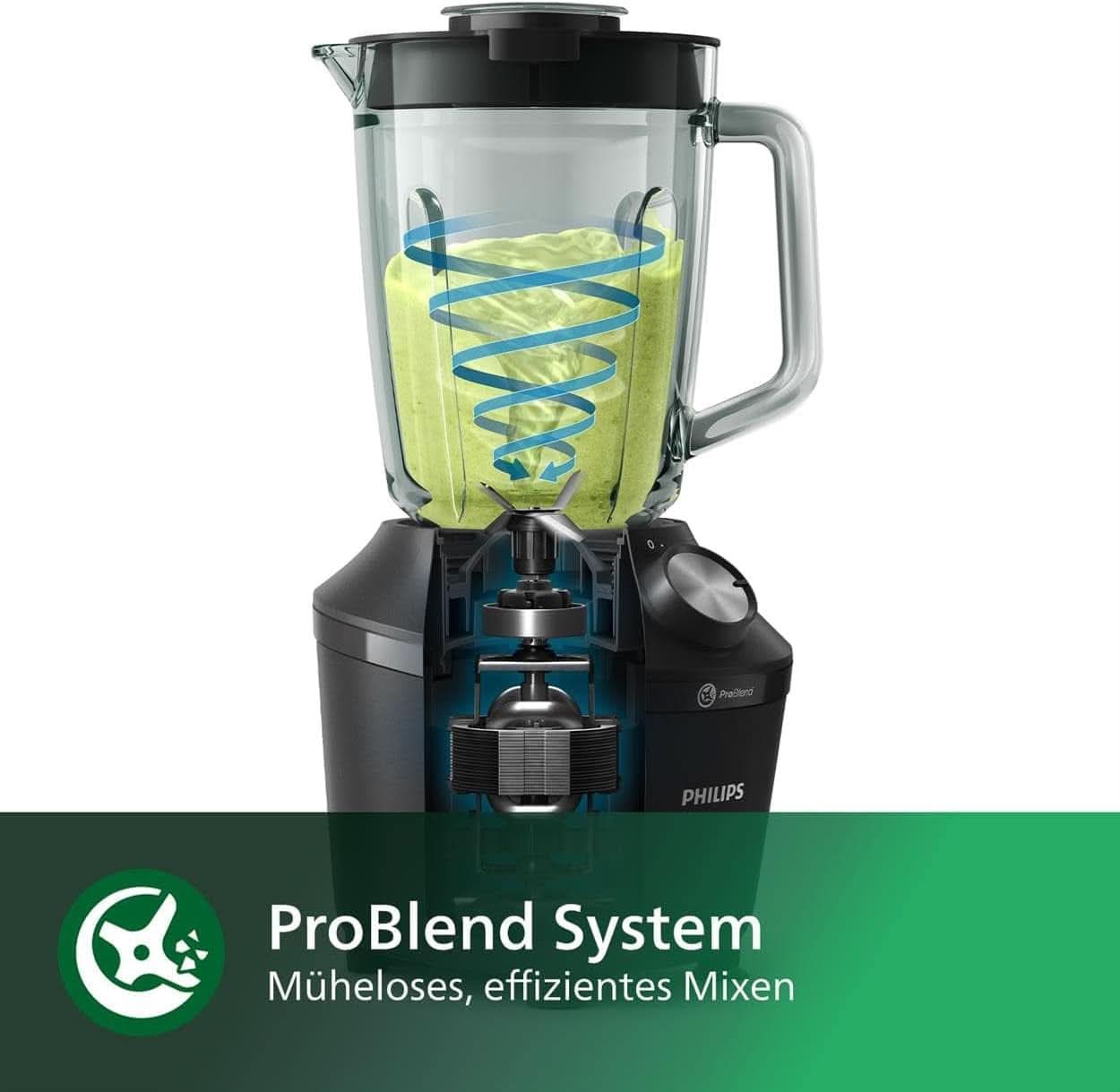 Philips Batidora y batidora con base - 600 W, vaso de 2 litros, aplicación Homeid, 2 funciones de calentamiento + función de impulso, problema, función de trituración de hielo (HR2291/41) Kitchen Naty Shop