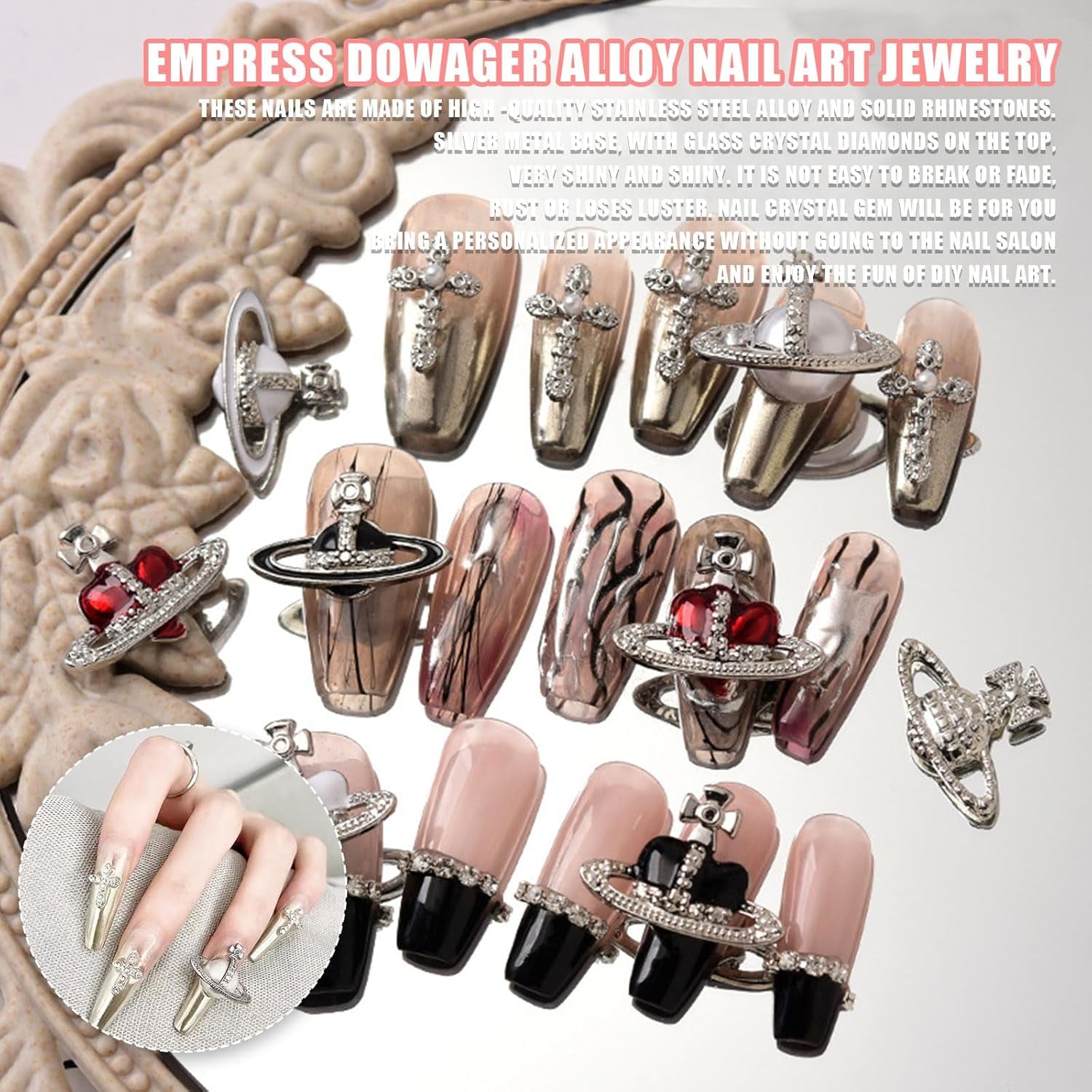Planet Nail Art Charms, 32 piezas Saturn Shape Nagel Edelsteine ​​​​Für Acrylnägel, Glänzender Nagel Strasssteines Mädchen Nail Art DIY Handwerk Dekoration Zubehör
