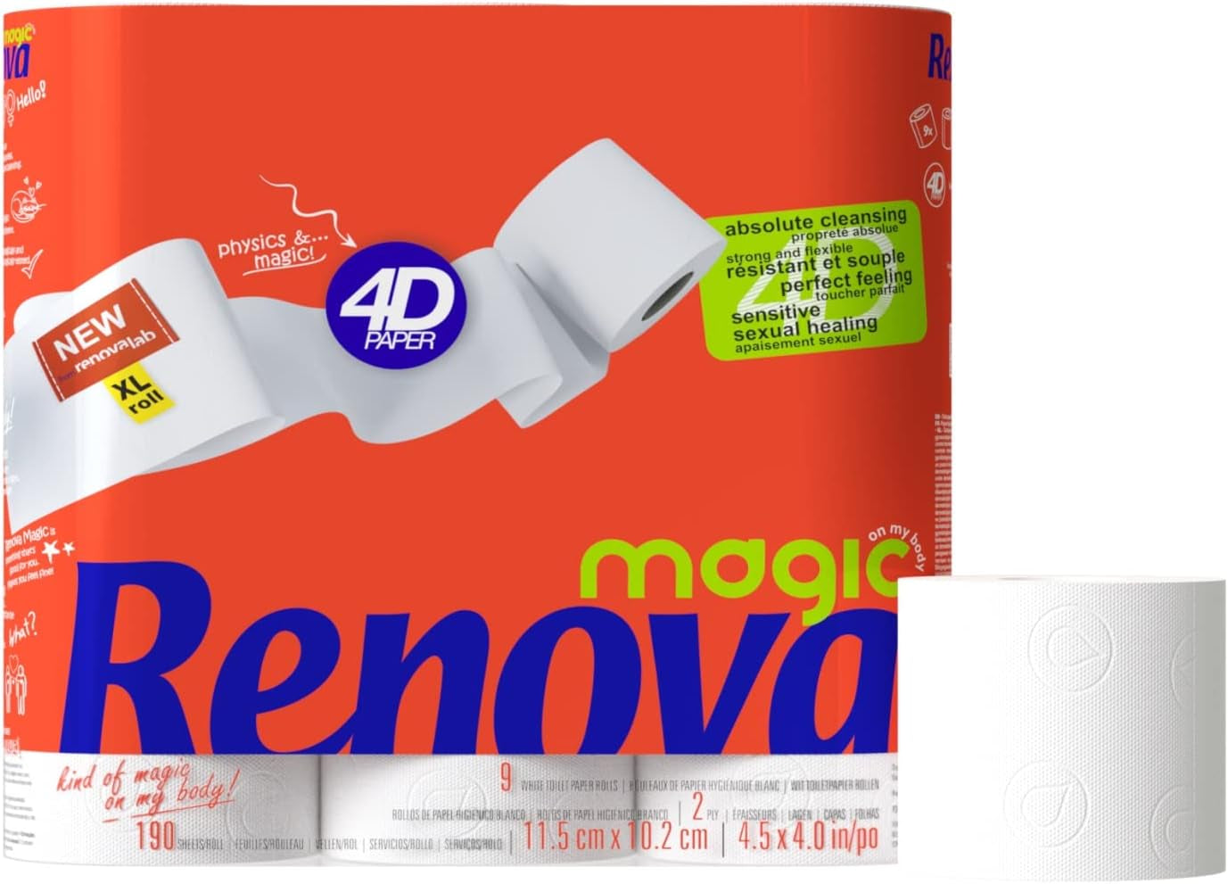 Papel higiénico Renova, 7 paquetes de 9 rollos - 63 rollos en total