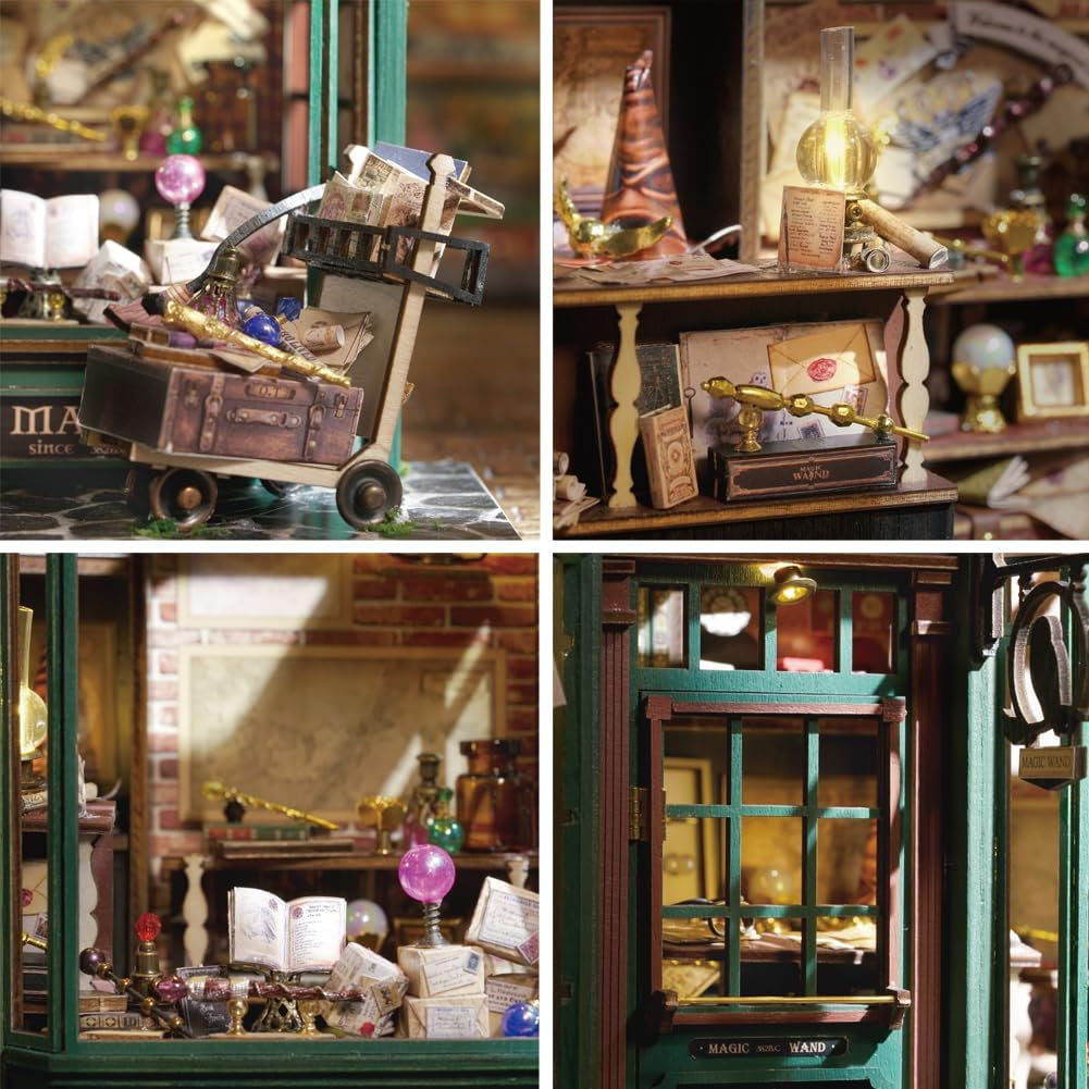 Magic Shop casa de muñecas con cubierta antipolvo, Kit de muebles de casa de muñecas en miniatura, escala 1:24, regalo creativo para niños y adolescentes, regalo de cumpleaños