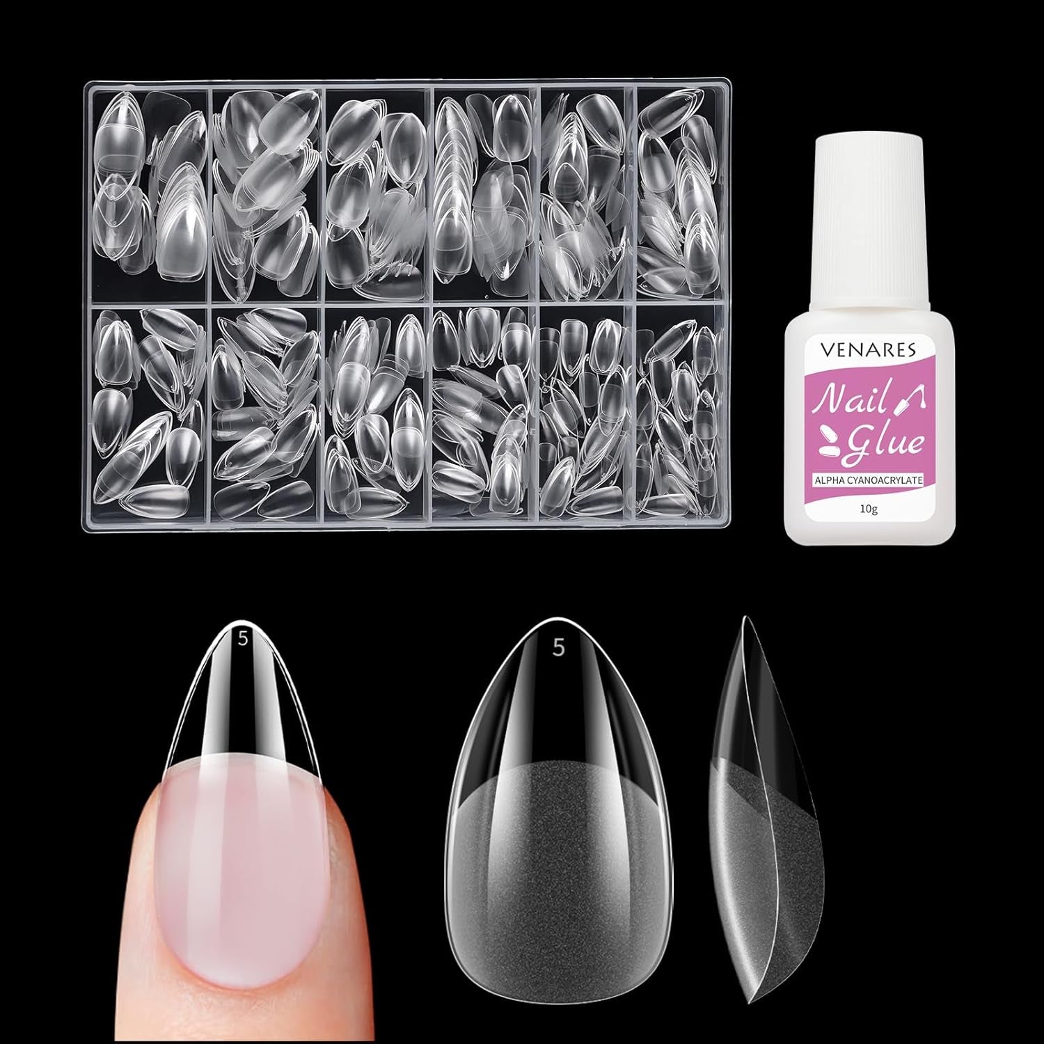 Uñas postizas cortas bailarina 500 Uds pegamento en 12 tamaños uñas artificiales Gel suave corto cobertura completa puntas de uñas para uñas de Gel cortas S