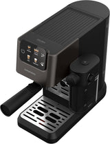 Cafetera espresso con portafiltro GRUNDIG KSM 5330 con depósito de leche integrado, potencia 1628 W, presión de bomba 15 bar, doble boquilla, pantalla táctil a color, BrewSense, CreamyPro, Acero inoxidable oscuro/Negro