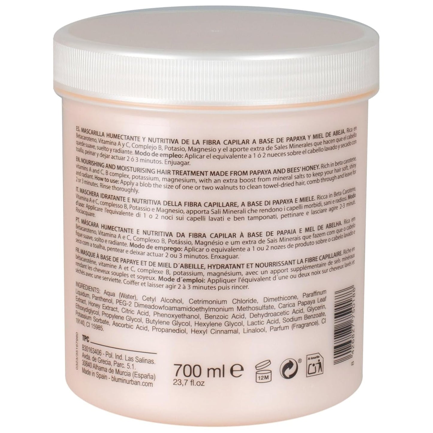 Mascarilla capilar con papaya y miel, 700 ml Naty Shop mascarilla capilar