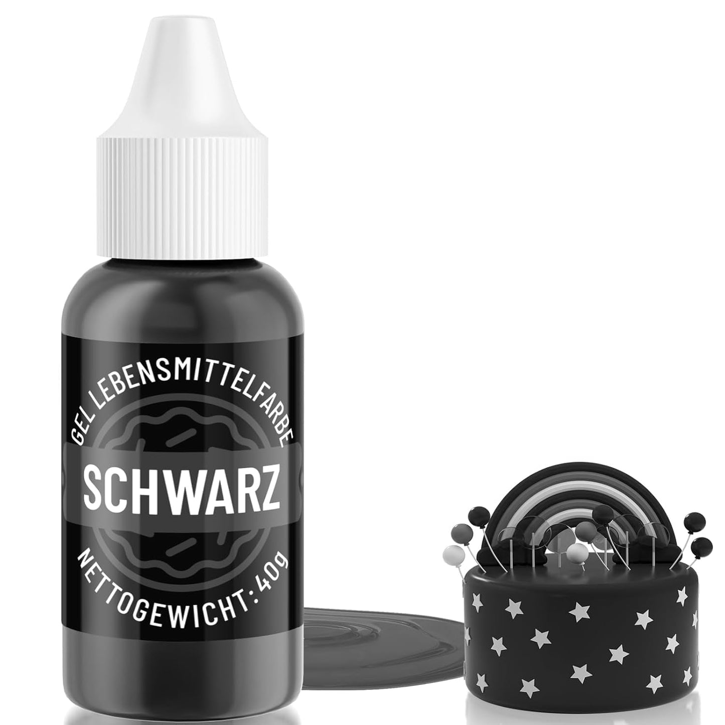 Colorante alimentario en gel negro - 40 g de colorante alimentario a base de gel, colorante alimentario sin azúcar, altamente concentrado, para hornear pasteles, macarrones, glaseado, fondant, galletas, donuts