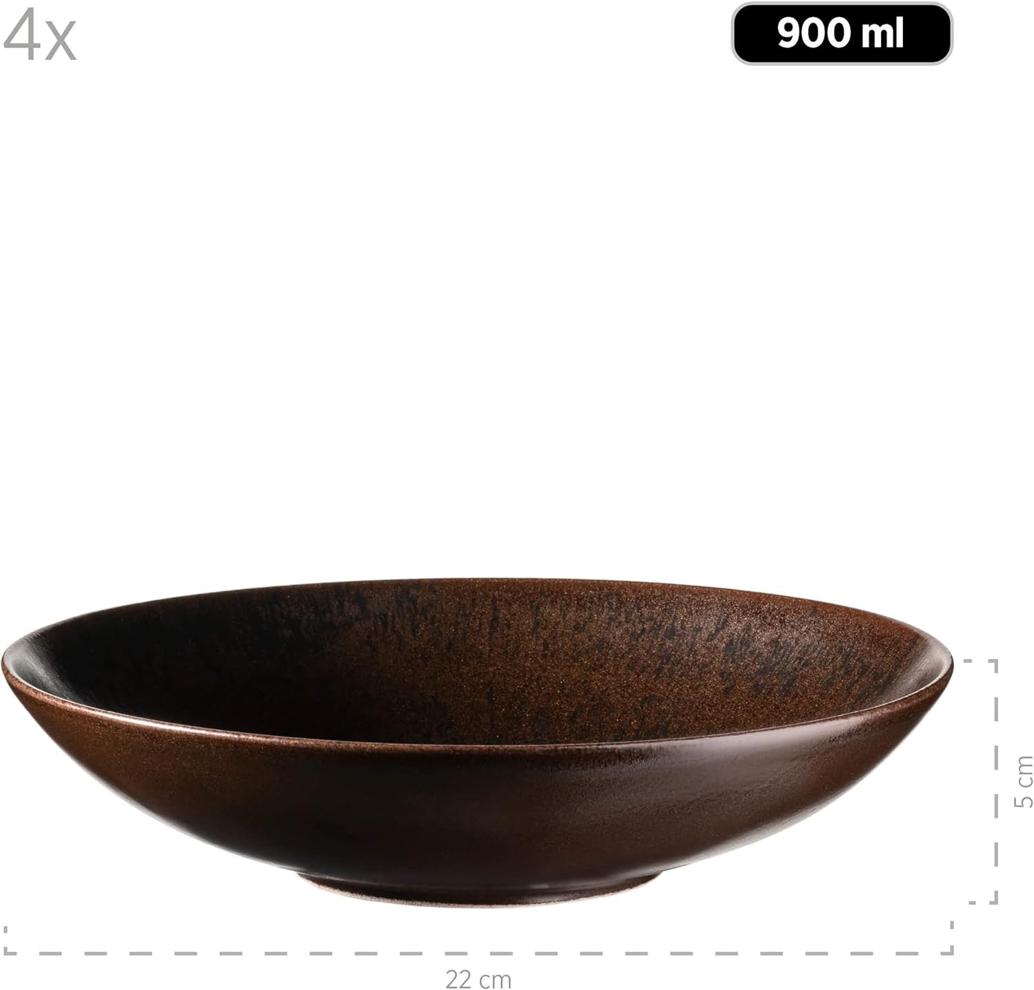 MÄSER Juego de mesa para 4 personas, color bronce metálico, 12 piezas, con esmalte elegante y brillante, juego de platos llanos, plato llano y plato de postre en cerámica de alta calidad, gres, marrón