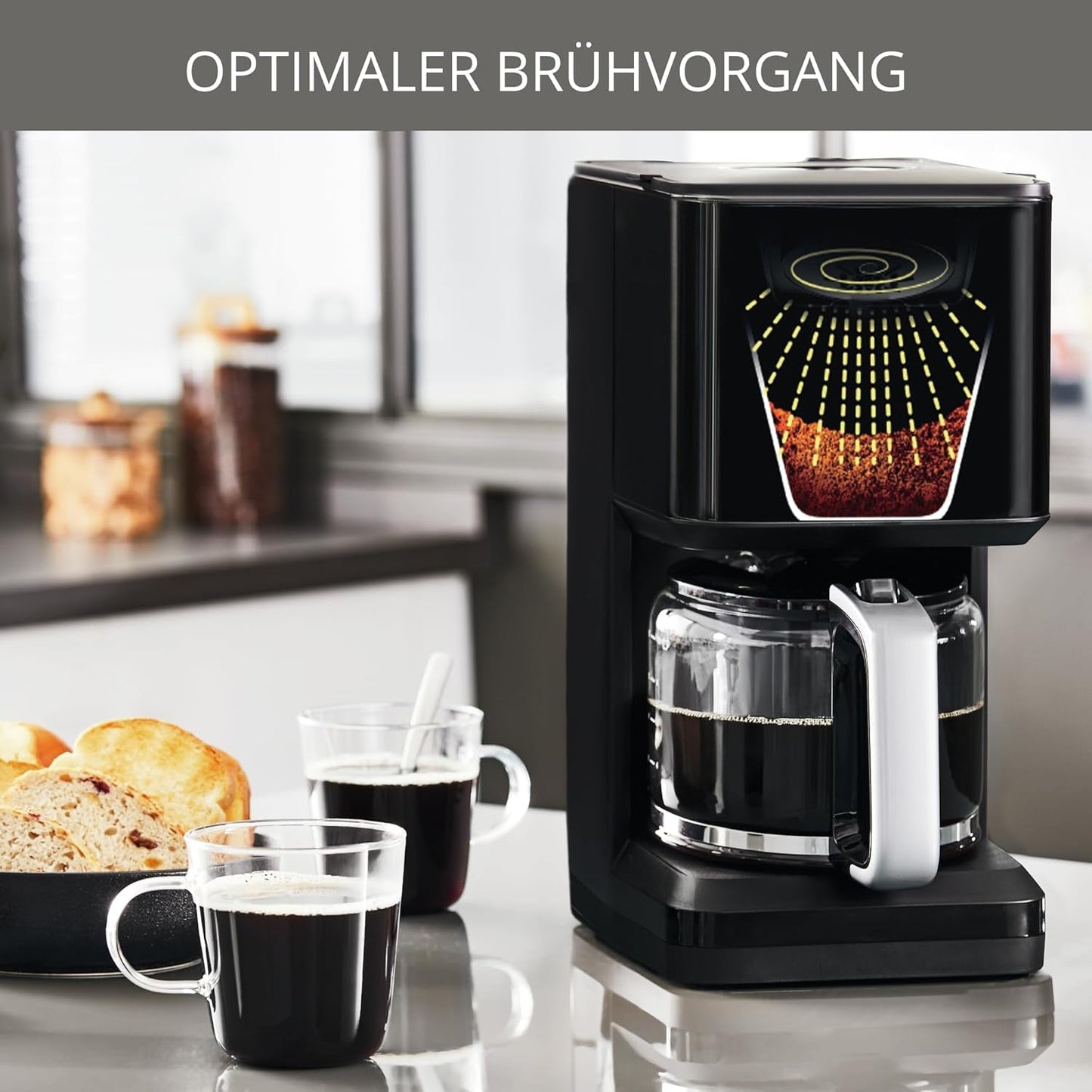 Cafetera Krups Smart'n Light con temporizador, para 1,25 litros de café filtrado, función mantener caliente, apagado automático, negra, KM600810
