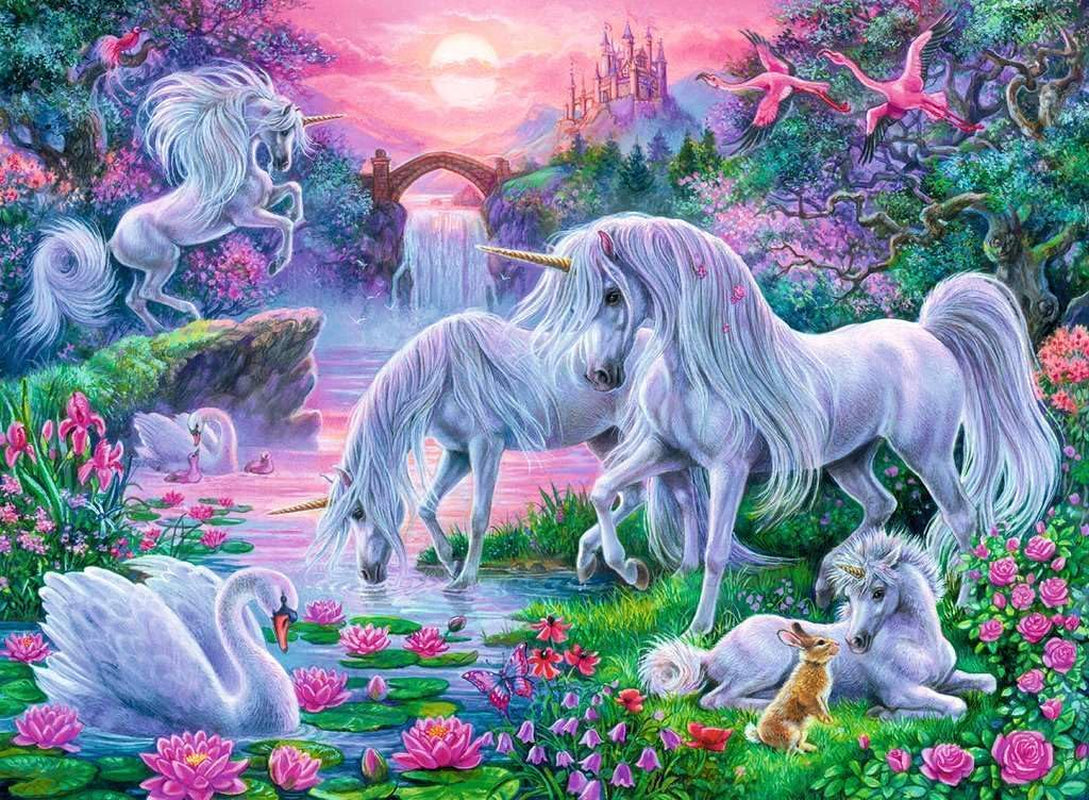 Puzzle Ravensburger para niños - 10021 Einhörörner Im Abendrot - Puzzle de fantasía para niños mayores de 7 años, con 150 piezas en formato XXL Puzzle Naty Shop
