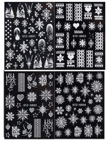 4 Blatt 3D Nagelsticker Weihnachten Nagelaufkleber Navidad 5D Stereoskopisch Selbstklebend Schneeflocke Schneemann Nail Art Sticker Dekoration Nageldesign Zubehör