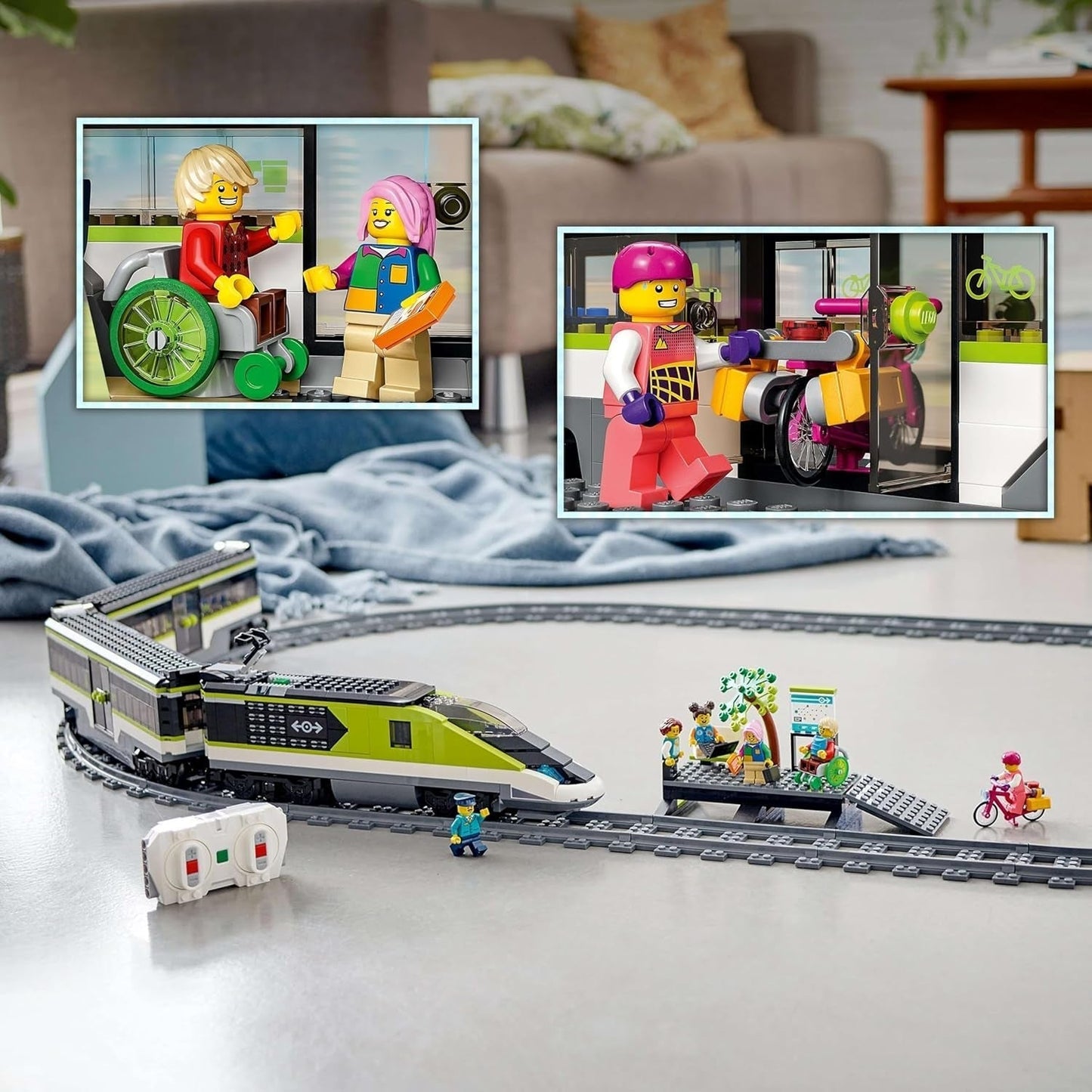 LEGO City Tren Expreso de Pasajeros, Set de Tren con Control Remoto, Ferrocarril de Juguete con Faros, 2 Vagones y 24 Elementos de Vía, Regalo para Niños, Niños y Niñas 60337 Juegos de Construcción Besuche den LEGO-Store