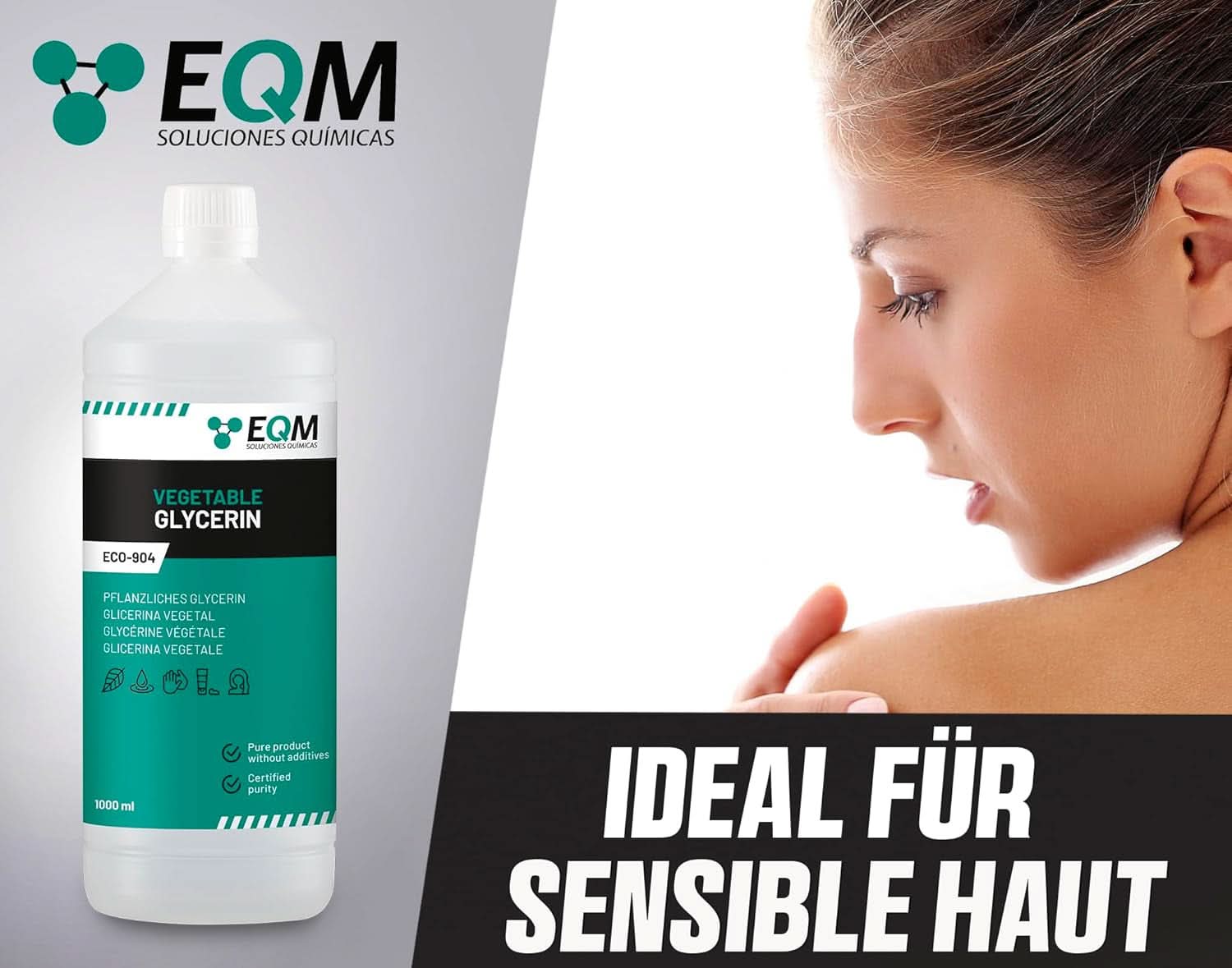Glicerina vegetal, 100% natural, hidratante natural para cabello y piel, ideal para jabones, champús, cremas, 1 litro Ducha y baño Naty Shop