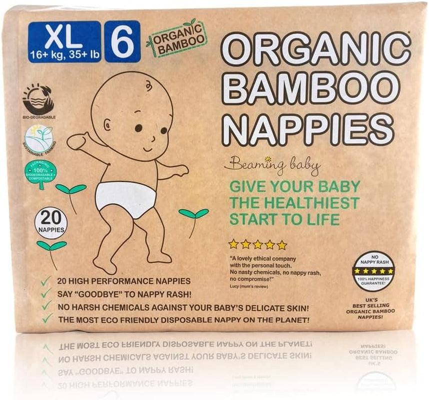 Pañales de Bambú Orgánico Talla 6 Apto para 16+kg Paquete de 20 Pañales