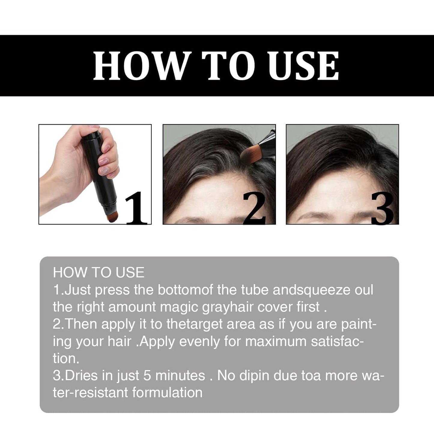 Pluma de tinte para el cabello desechable marrón negro cubierta de raíz gris instantánea Color de cabello crema lápiz en barra cubierta temporal rápida tinte para el cabello blanco Naty Shop