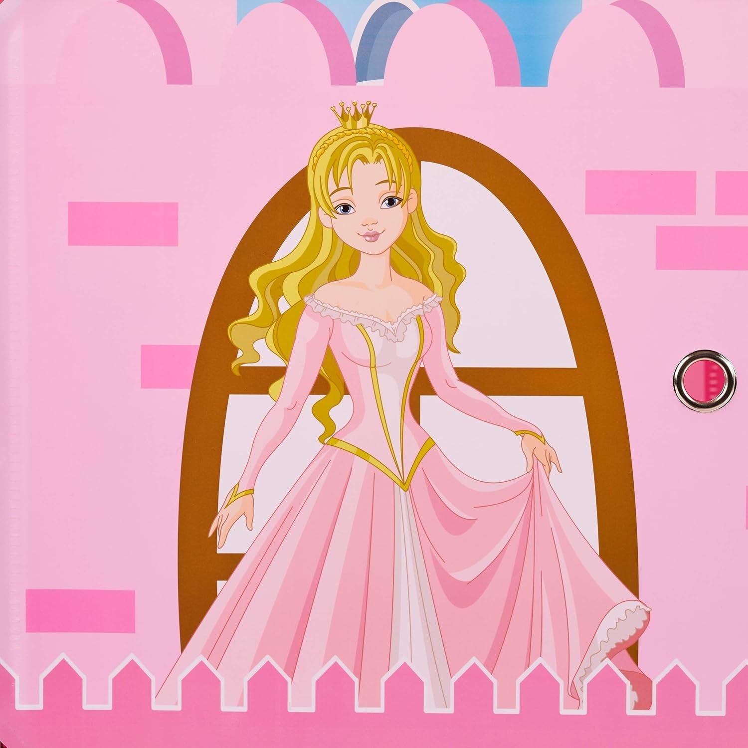 Relaxdays Estantería modular para habitación infantil, diseño Castillo de princesas, plástico, armario para montar con puertas, HL: 128 x 110 x 37 cm, rosa