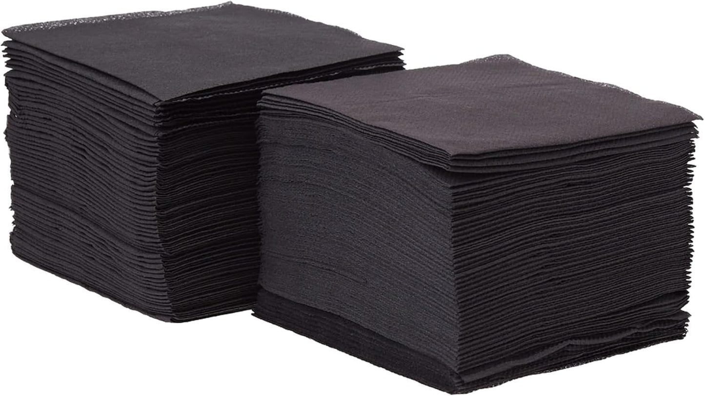 Saten Ser22104961 Cocktail, servilletas 20 X 20, 2 capas, pliegue 1/4, 100 servilletas, Punta-Punta, negro