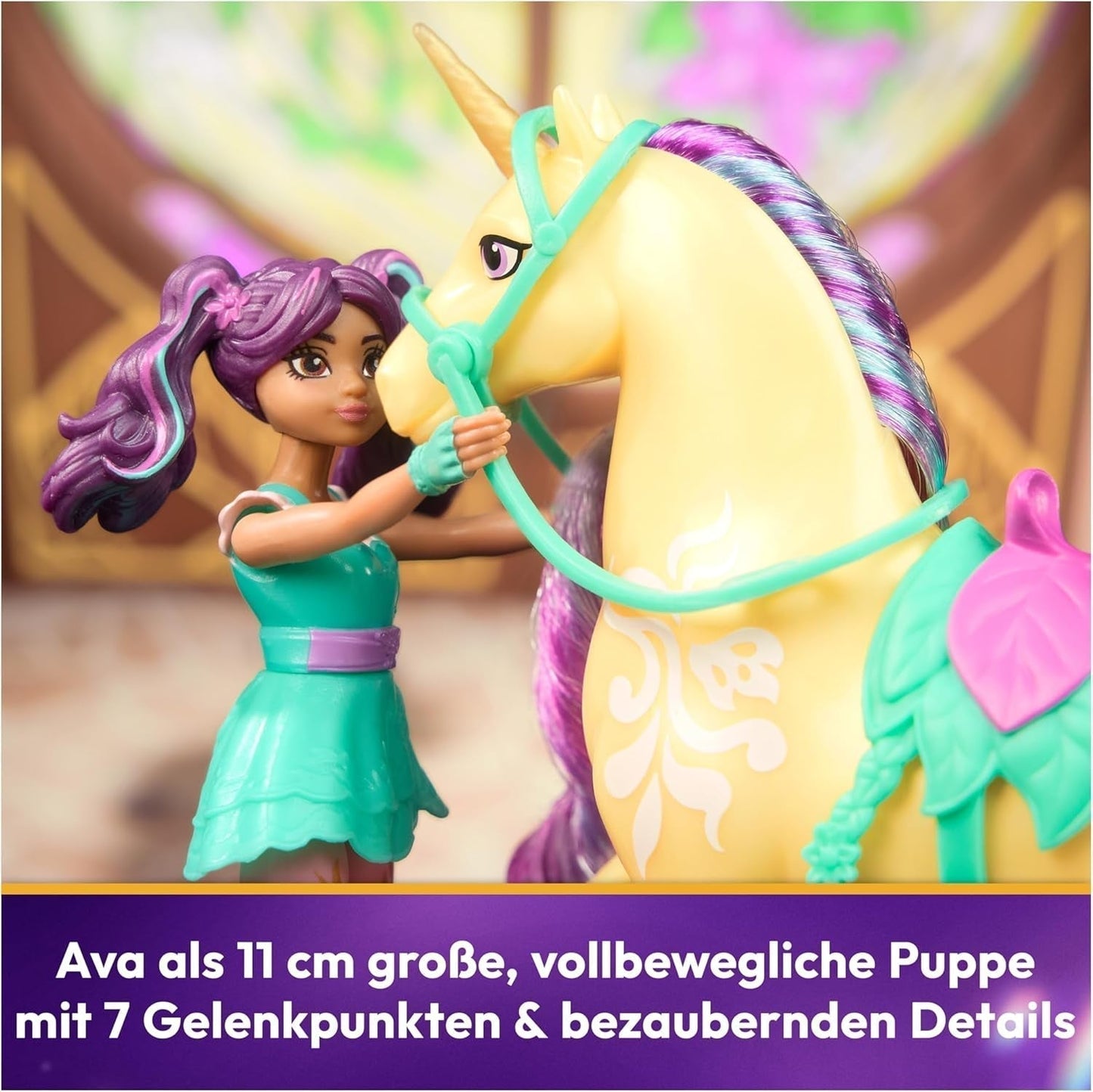 Unicorn Academy AVA y Unicorn Leaf Set - Figuras originales de aproximadamente 12 cm de alto de la popular serie de Netflix Con dos accesorios y cepillos para el cabello Para juegos de rol imaginativos, para niños a partir de 4 años Figuras de acción Naty Shop