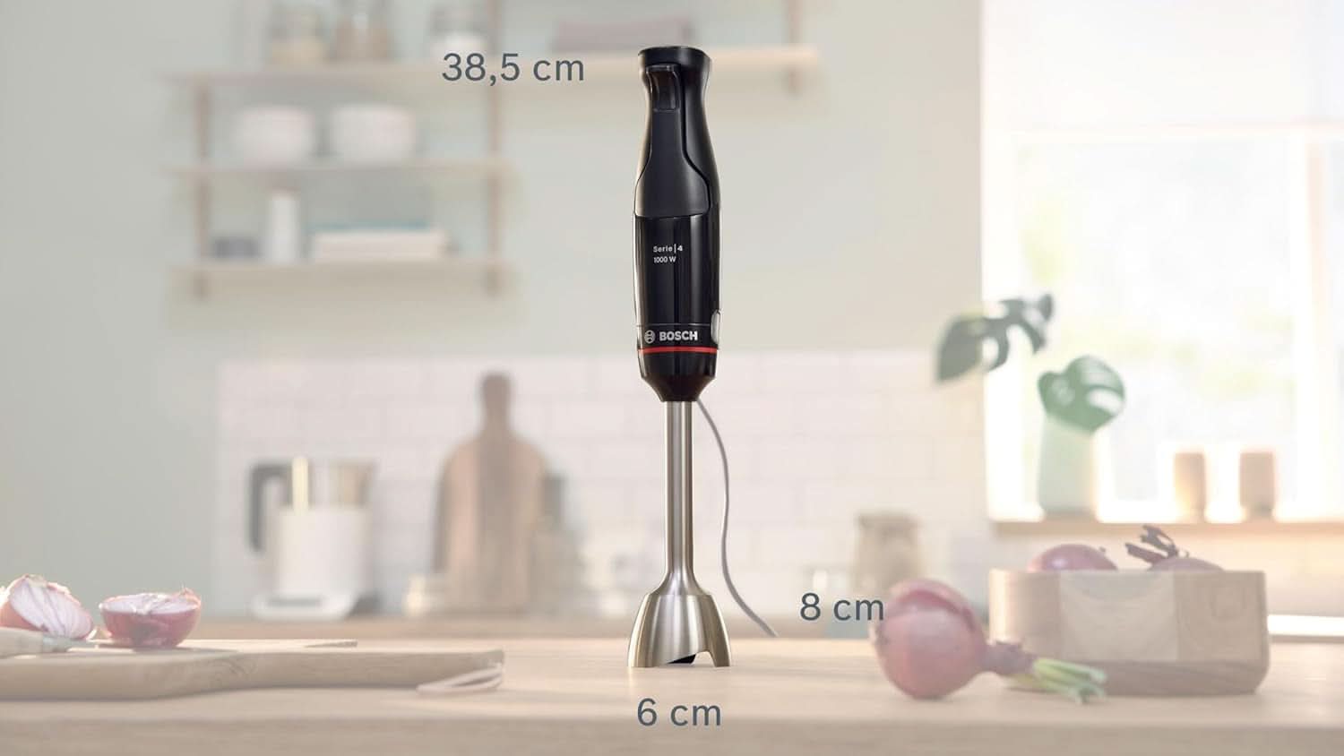 Bosch Stabmixer Ergomaster Serie 4, 1000 Watt, Edelstahl-Mixstab, Zerkleinerer, Mix-/Messbecher, Schwarz Kitchen Naty Shop
