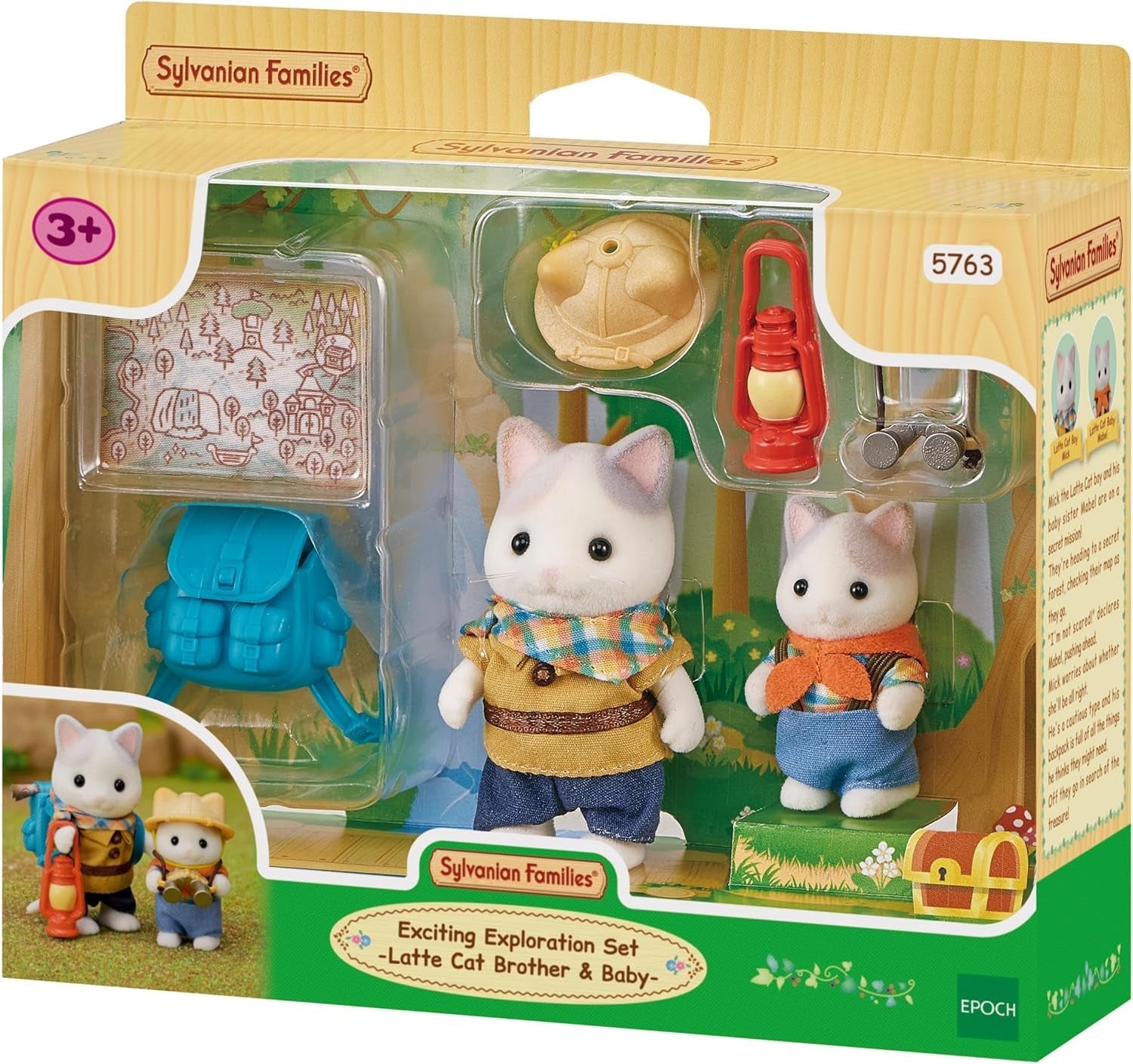 Sylvanian Families - 5763 Juego de explorador de aventuras de 2 figuras Gato lechero Padre niño Figura animal Juguete detallado para mayores de 3 años Naty Shop Dolls Título predeterminado