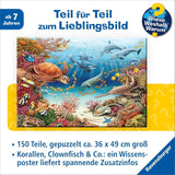 Puzzle infantil Ravensburger 13411 - Criaturas marinas en el arrecife de coral - ¿Por qué? ¿Por qué? ¿Por qué? Puzzle 150 piezas XXL + cartel de conocimientos, para niños a partir de 7 años Puzzle Naty Shop