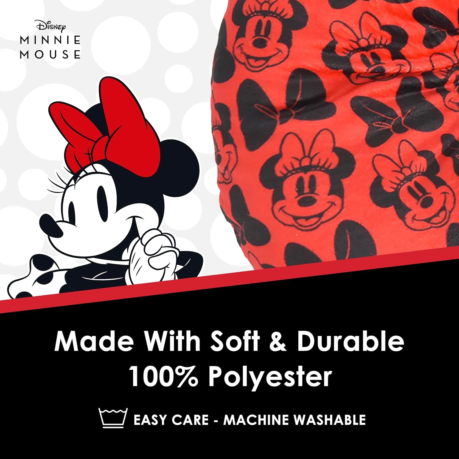 Ful Concept One Disney Minnie Mouse Almohada Cervical de Viaje con Orejas 3D y Muelle para Avión, Coche y Oficina, Cómoda y Transpirable, Rojo/Negro Naty Shop Almohadas de Viaje
