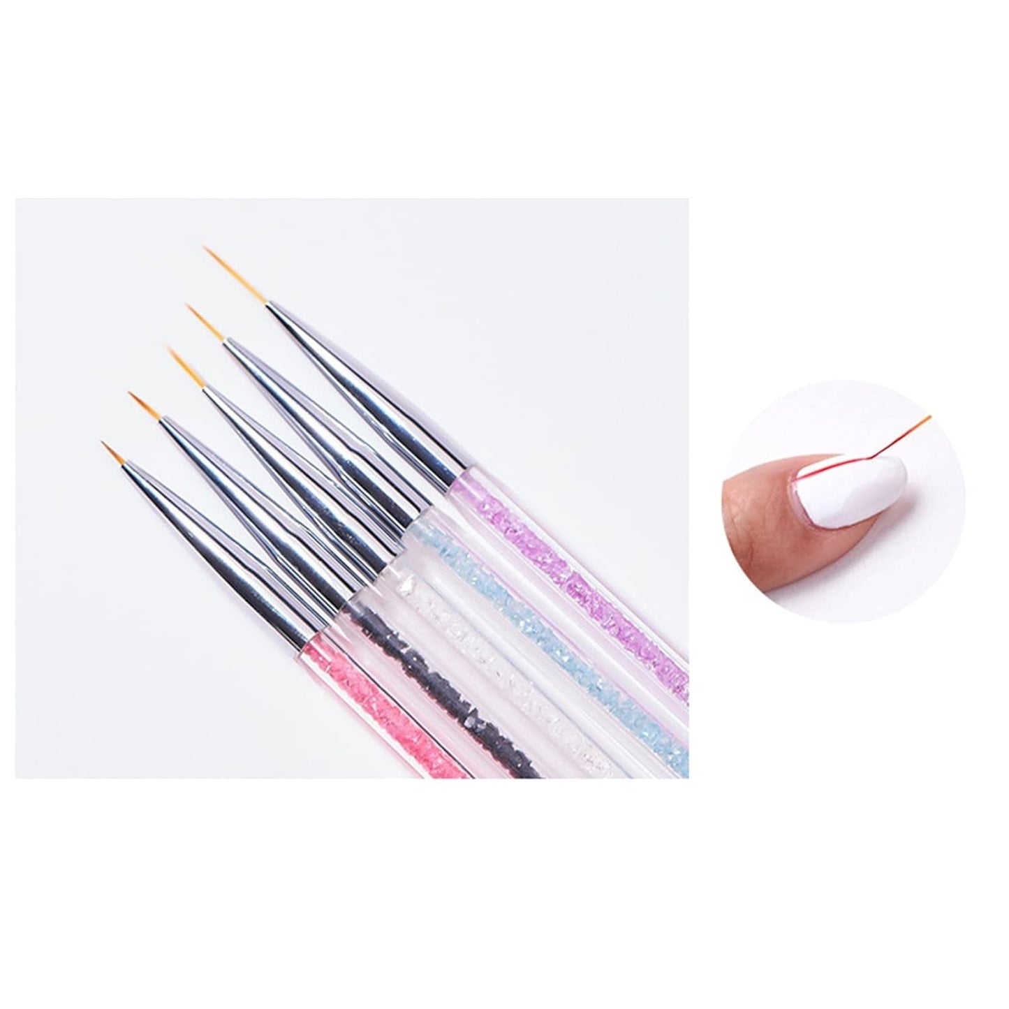 Juego de 5 pinsel Nagel, pinsel Nageldesign, herramientas de punteado para decoración de uñas, bolígrafo acrílico profesional de doble punta para decoración de uñas DIY
