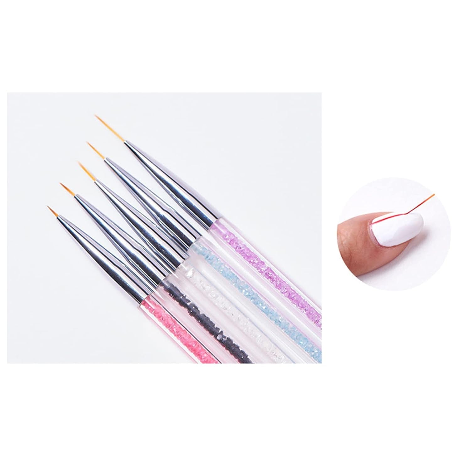 Juego de 5 pinsel Nagel, pinsel Nageldesign, herramientas de punteado para decoración de uñas, bolígrafo acrílico profesional de doble punta para decoración de uñas DIY