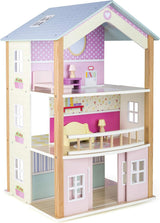 Small Foot 11192 Casa de Muñecas Giratoria de Madera, Palacio, 3 Plantas, Incluye Muebles de Juguete, Multicolor, 37 x 40 x 67 cm