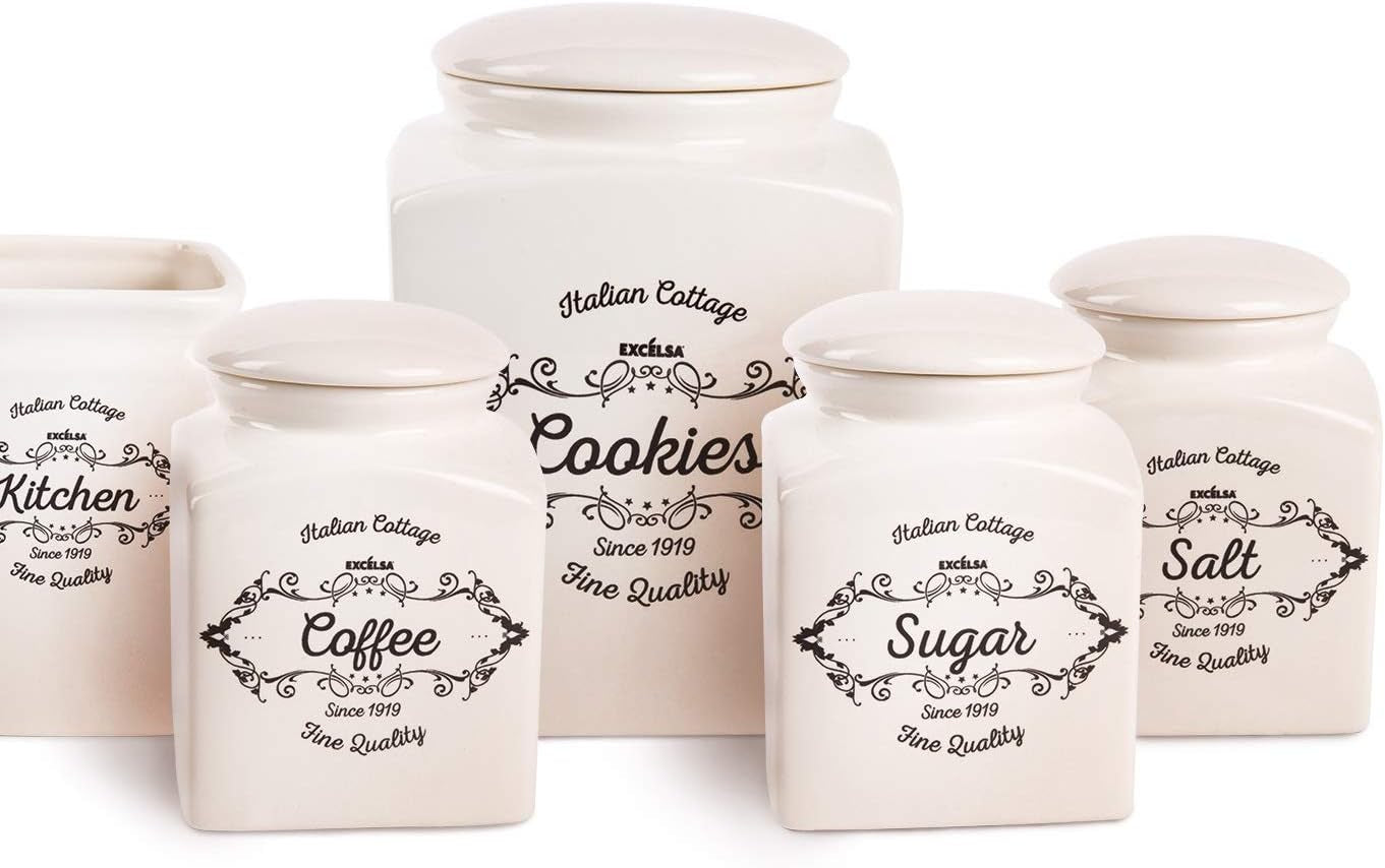 Caja para galletas Excelsa, cerámica, blanco marfil, Capacidad: 3 litros Cajas para guardar alimentos Naty Shop