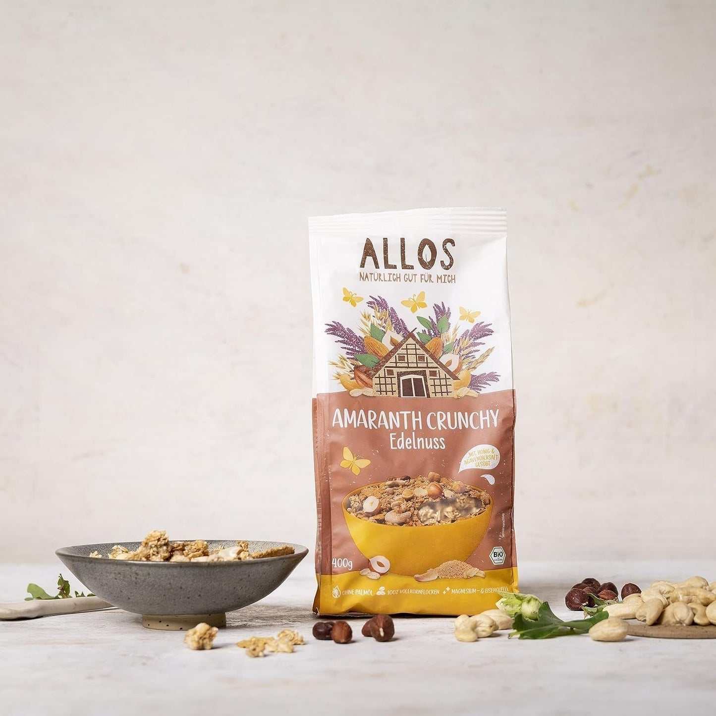ALLOS Amaranto Crujiente Nobleuss | Muesli Bio Cereal Avena Nueces para el pequeño Cereal Naty Shop
