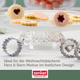 Zenker Ausstecher-Set Linzer Herz und Stern aus Edelstahl – Perfekt für Weihnachtskekse, 3-teilig, inkl. Geschenkverpackung, spülmaschinengeeignet und rustfrei – La tienda de dulces navideños