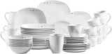 Mäser Vajilla combinada serie Fadilla de 42 piezas Vajilla de porcelana para 6 personas blanco negro gris