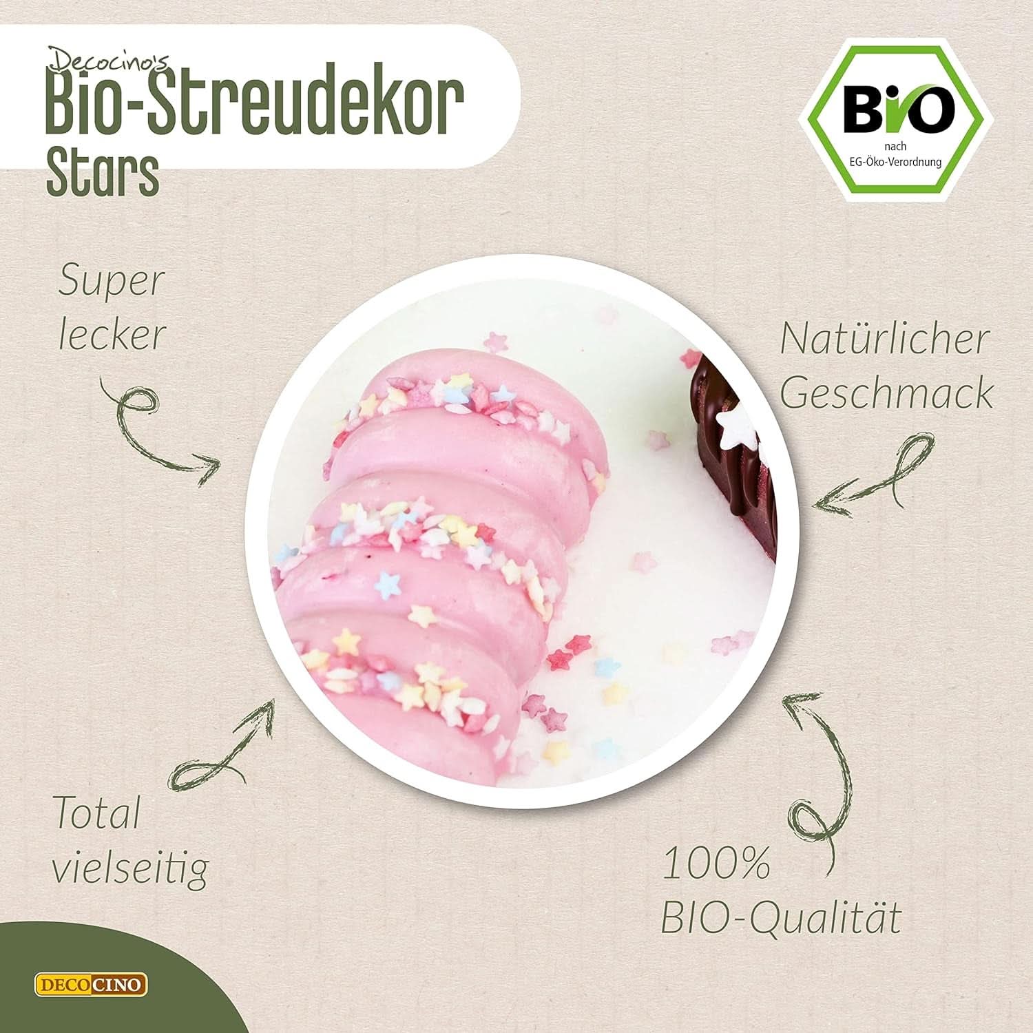 DECOCINO Estrellas Sprinkle Orgánicas, 50 gramos Sprinkles Naty Shop