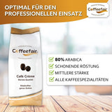 Coffeefair Cafe Creme Kaffeebohnen in Barista Qualität - 1kg para Kaffeevollautomaten, Mischbohne for Kaffee oder Espresso verwendbar, schonende Trommelröstung