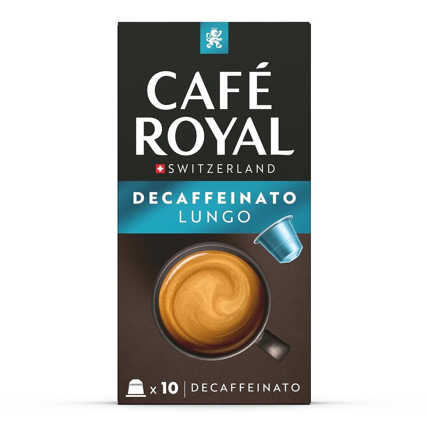 Café Royal Lungo Decaffeinato – Cápsulas de café compatibles con Nespresso®, 100 % Arábica, Intensität 5/12, Rainforest Alliance, descafeinado, 100 cápsulas
