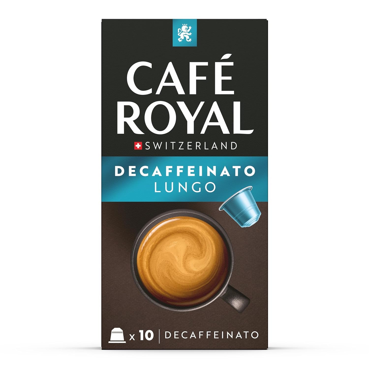 Café Royal Lungo Decaffeinato – Cápsulas de café compatibles con Nespresso®, 100 % Arábica, Intensität 5/12, Rainforest Alliance, descafeinado, 100 cápsulas
