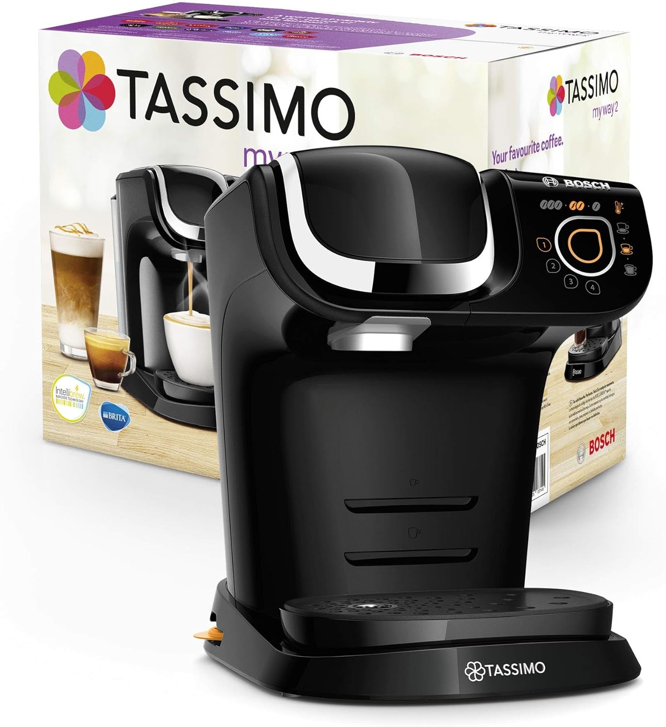 Tassimo My Way Cafetera espresso con 2 cápsulas TAS6502 con filtro de agua, más de 70 bebidas, personalización de bebidas, variedad de café, preparación fácil, 1500 W, negra