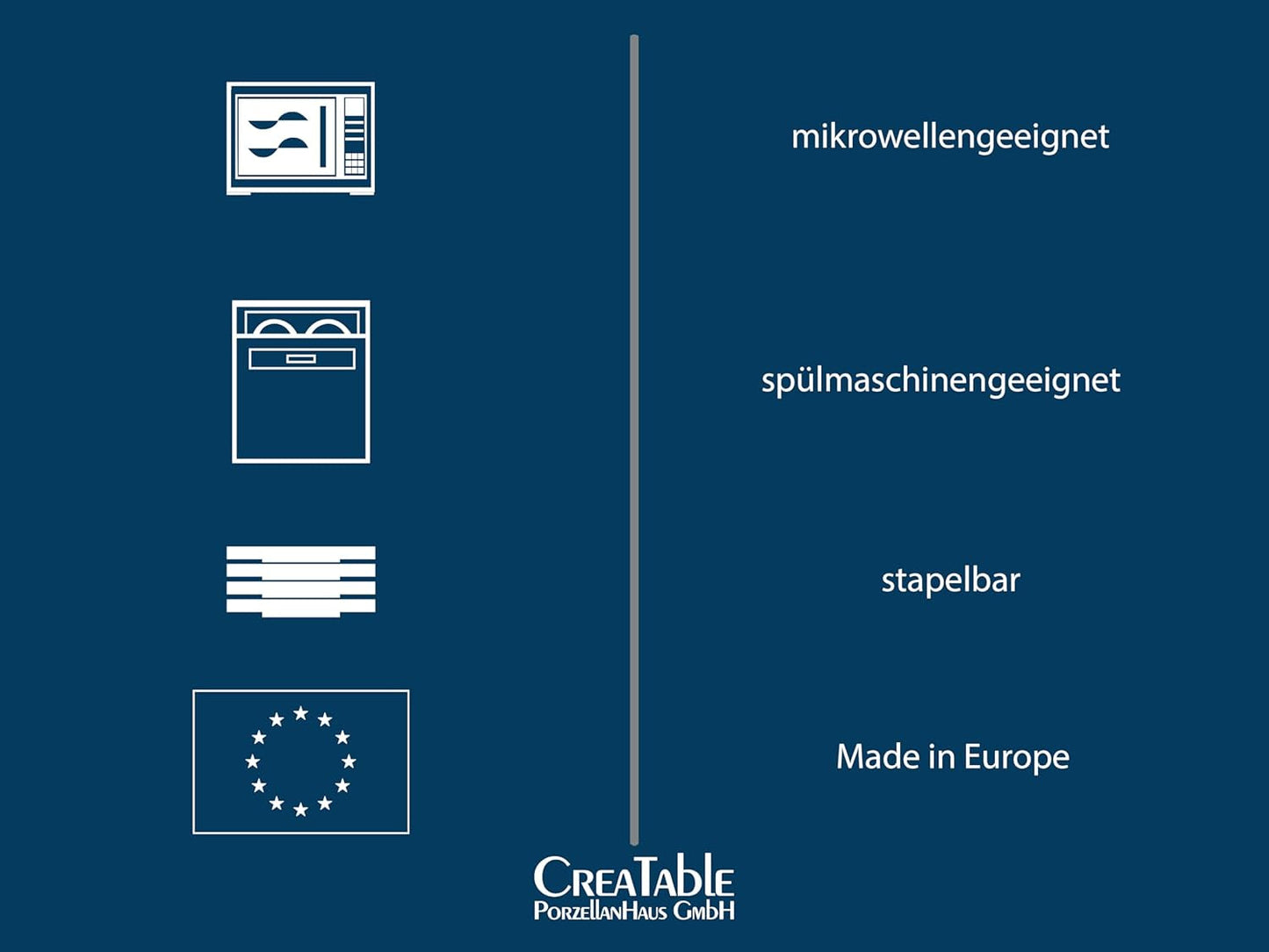 CreaTable, 21627, Serie Orient Mandala, Vajilla de 18 Piezas, Juego de Platos de Porcelana, Apto para Lavavajillas y Microondas, Fabricado en Europa