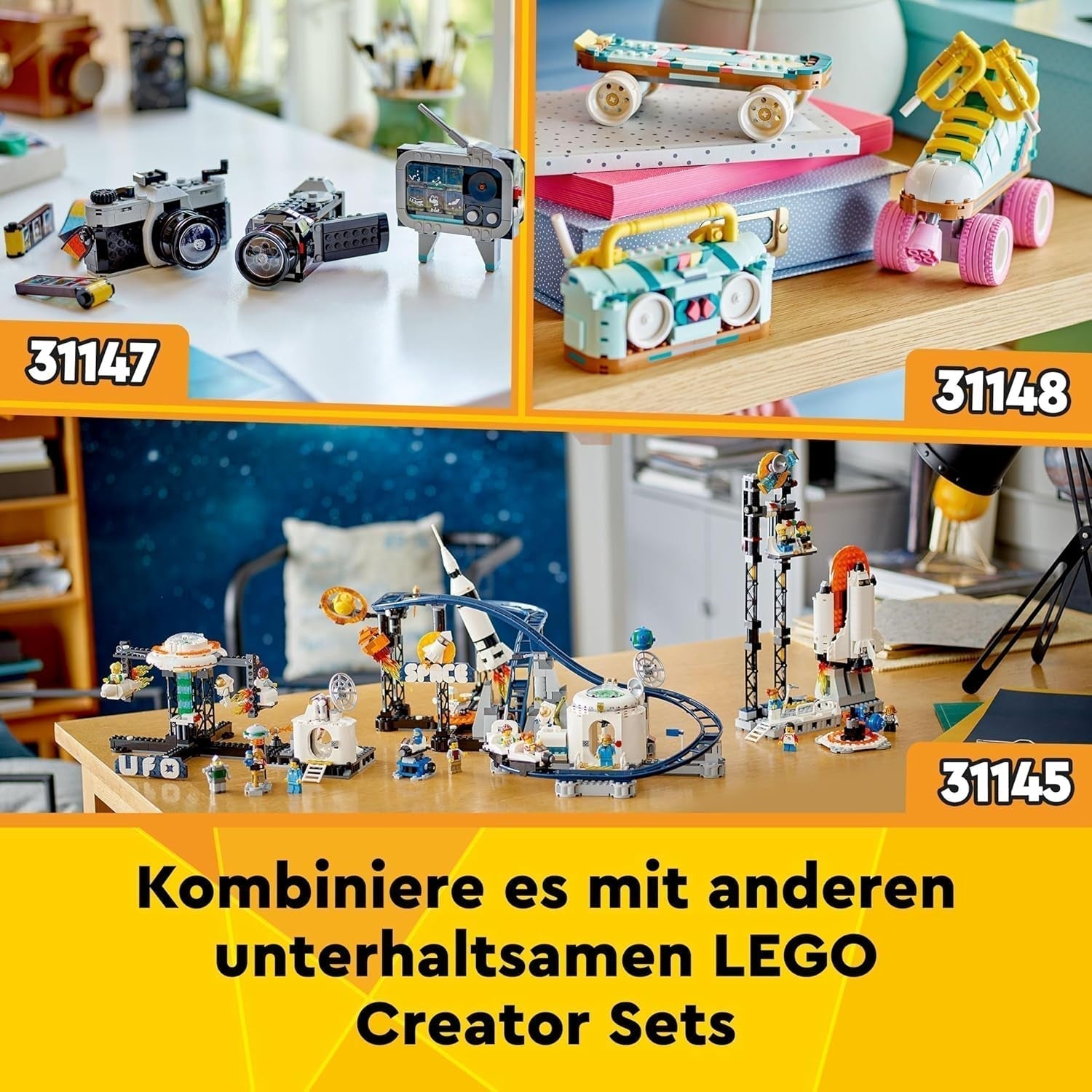 LEGO Creator Juguete de Astronauta Espacial 3 en 1, Kit de Modelo de Perro y Nave Espacial para niños, Decoraciones para jardín de Infantes, Regalo Creativo para niños y niñas de 9 años 31152 Juegos de construcción Besuche den LEGO-Store