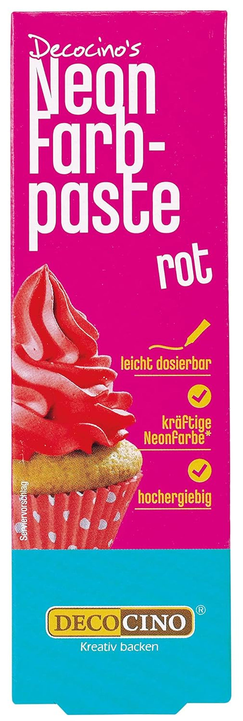 Decocino Neon Food Paste Red - Colorante alimentario en dosis altas - Para colorear tartas, muffins, cupcakes - Insípido