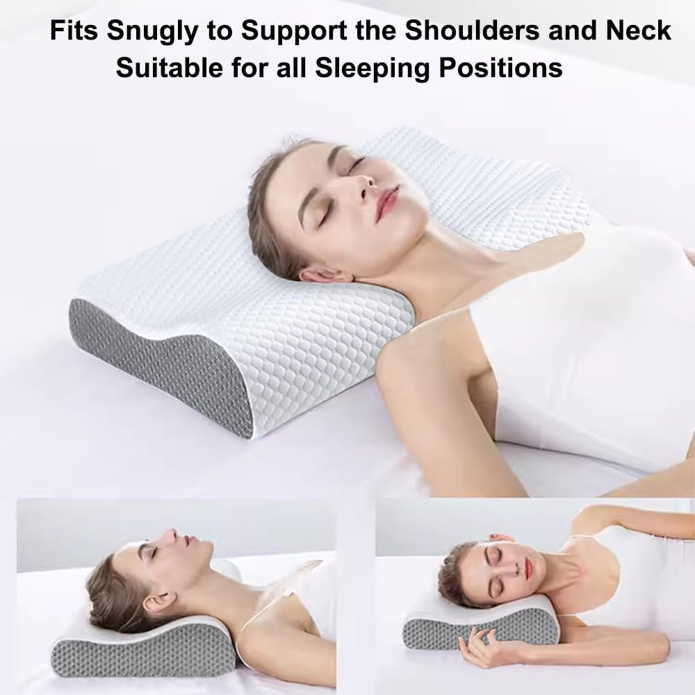 Ecosafeter Almohada Viscoelástica Almohada Cervical Ergonómica para Diferentes Posiciones de Dormir con Funda Extraíble Almohadas Ortopédicas Cervicales Naty Shop