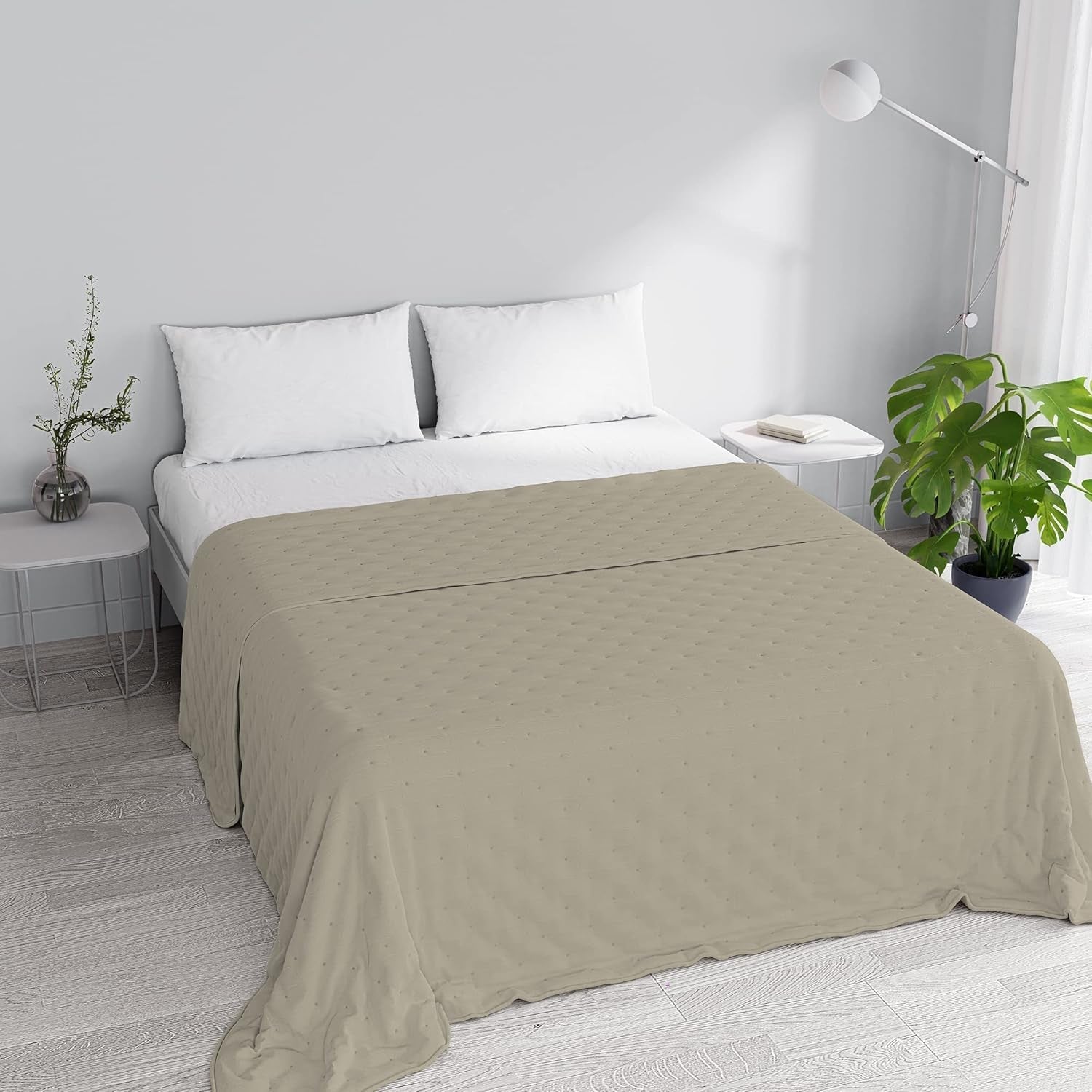 Ropa de cama italiana colcha de verano CHIC, microfibra, DOBLE 250X250Cm, marrón Edredones y edredones Naty Shop