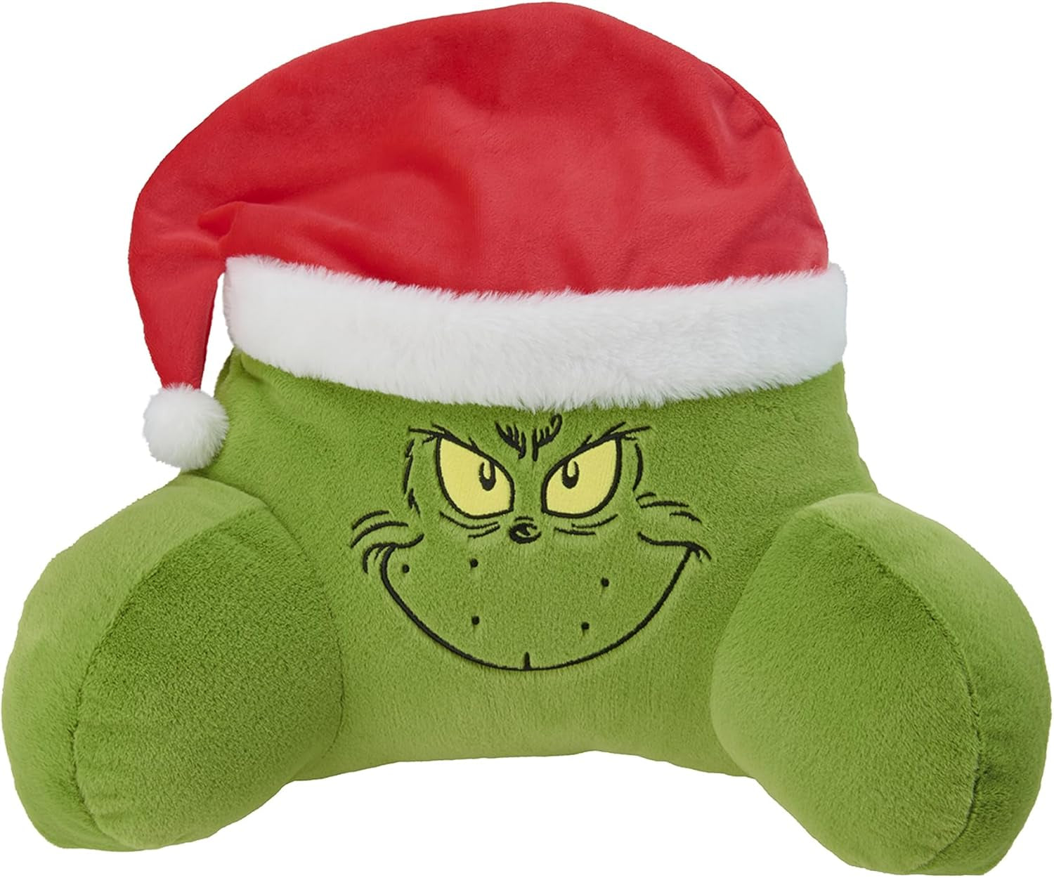 Grinch Pillow - Almohada de Lectura para Cama y sofá, Respaldo con reposabrazos, Almohada de Lectura para Espalda, Cuello y Cabeza, Verde, 40 x 38 cm