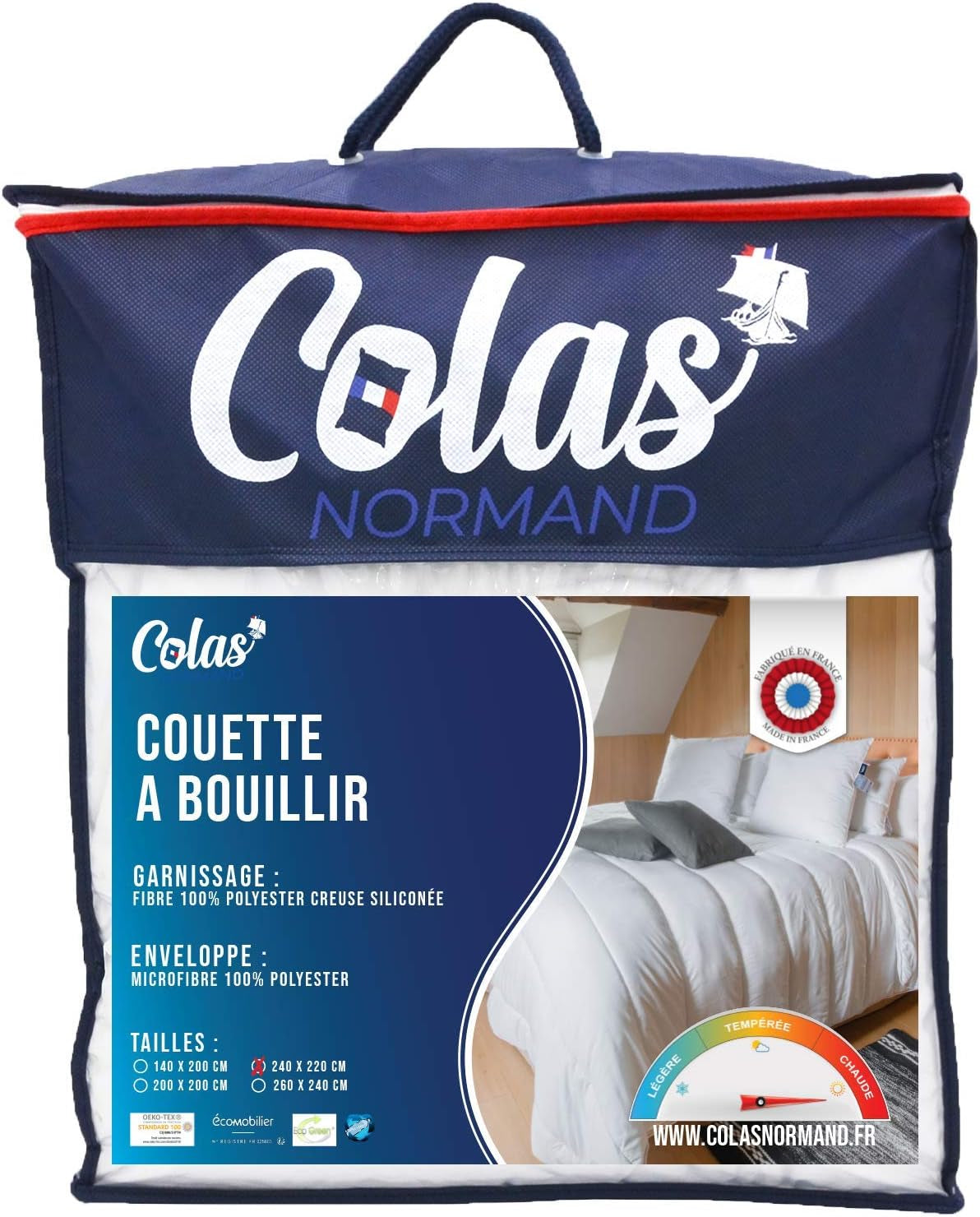 COLAS NORMAND Edredón Cálido, Lavable a 95°C, 240 X 220 Cm, Durable, Microfibra, Suave, Sedoso y Cómodo, Hecho en Francia, Blanco Naty Shop Edredones y Edredones Default Title